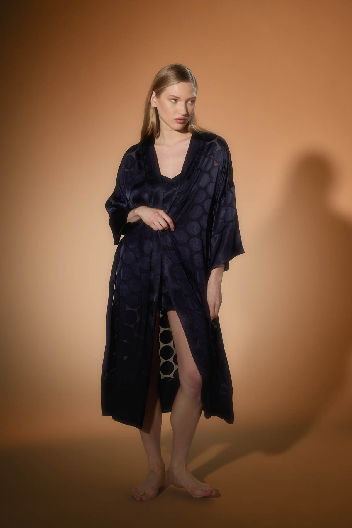 Kadın Vegan Dokuma Transparan Kimono