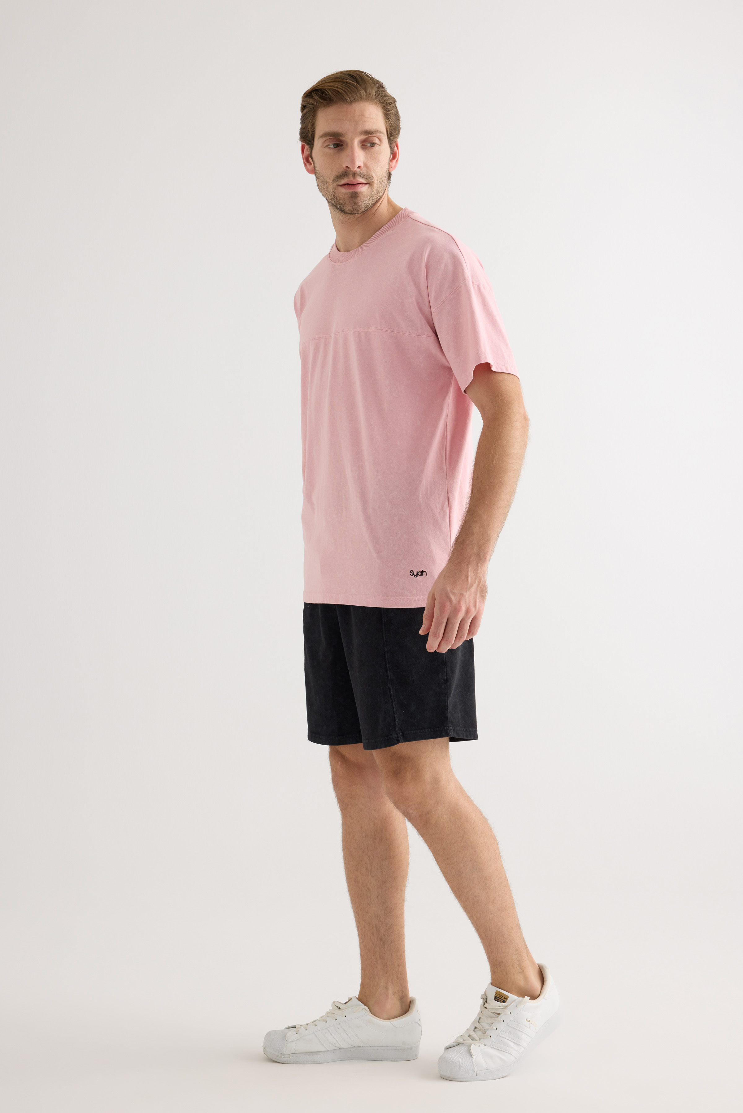 Erkek Pamuklu Yıkamalı Kısa Kollu T-shirt	