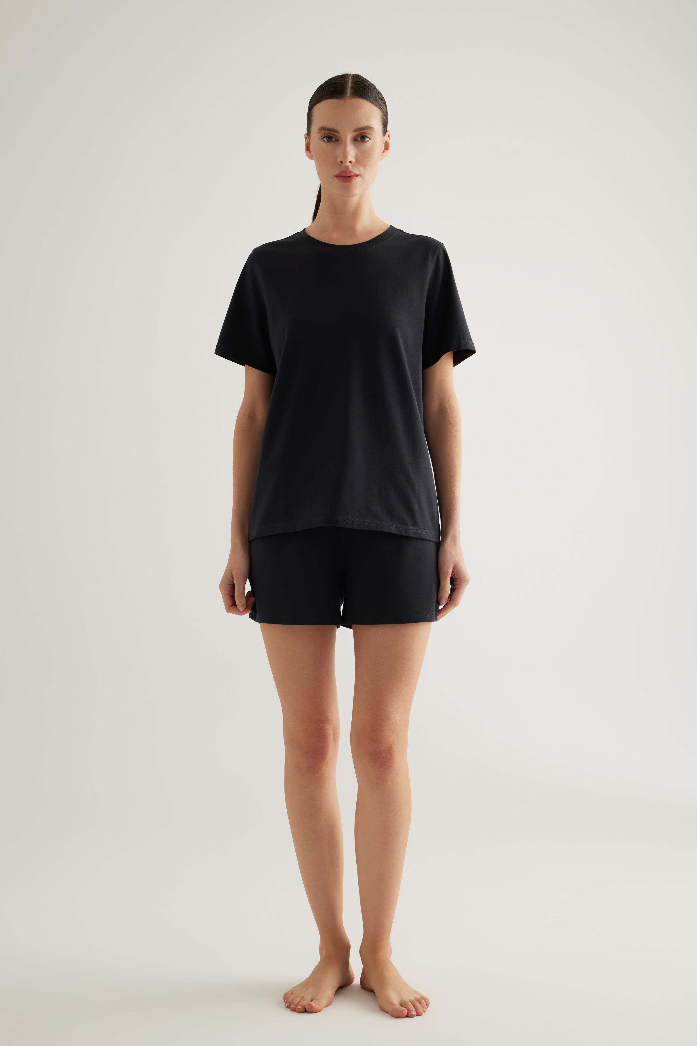 Kadın Pamuklu Kısa Kollu Pijama Üstü