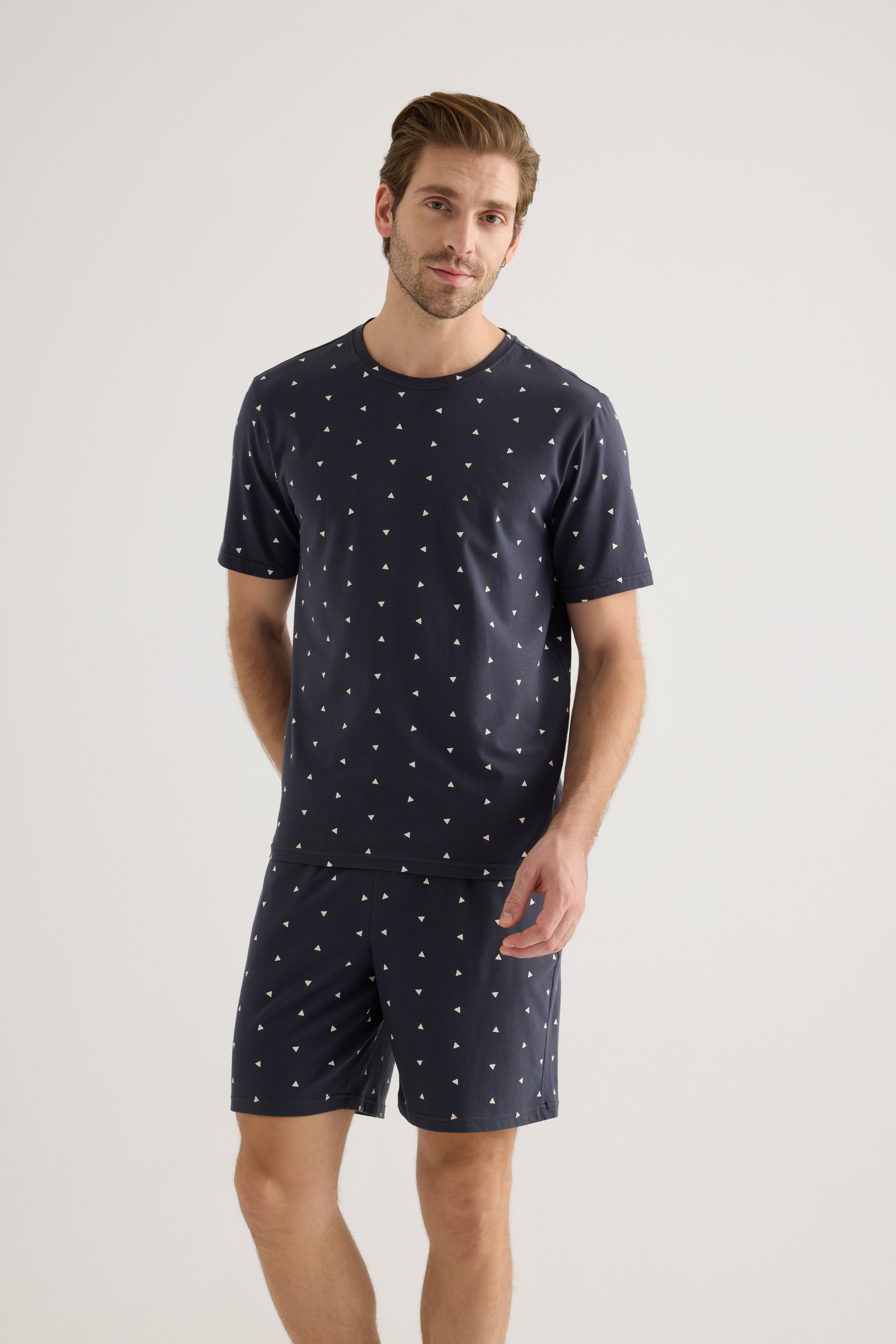 Erkek Pamuklu Kısa Kollu Pijama Üstü