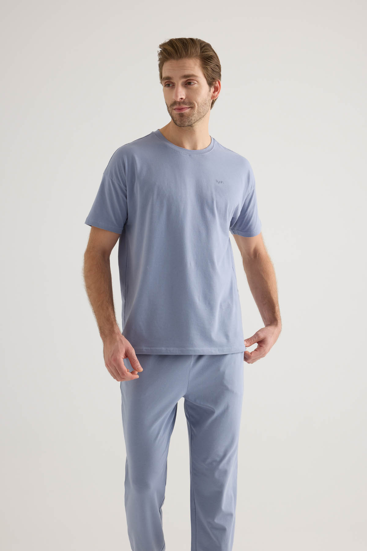 Erkek Pamuklu Kısa Kollu Pijama Üstü