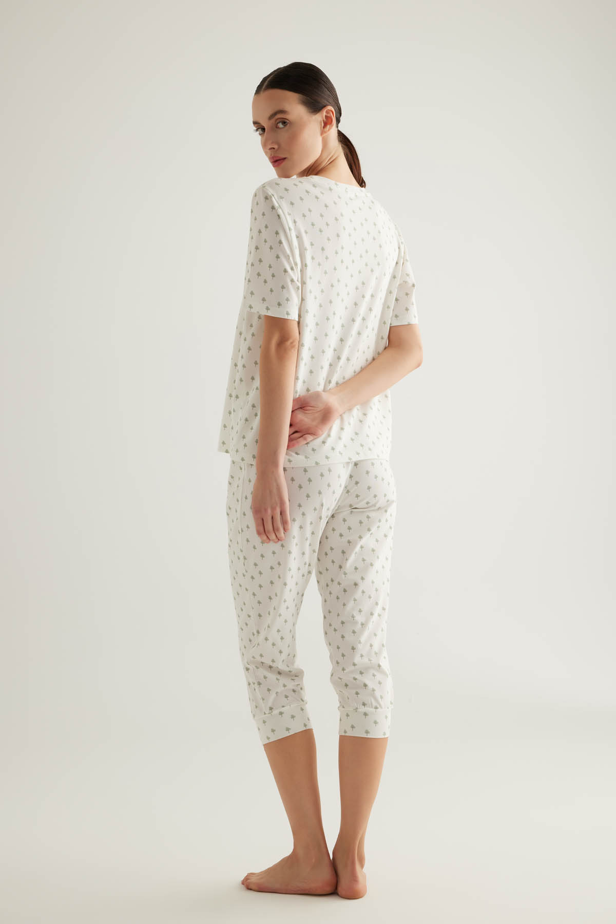 Kadın Pamuklu Kısa Kollu Pijama Üstü