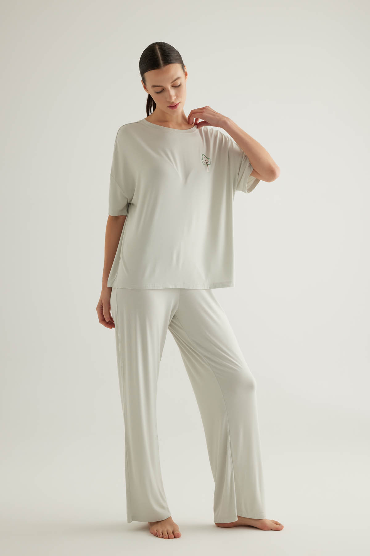 Kadın Viscose Kısa Kollu Pijama Üstü