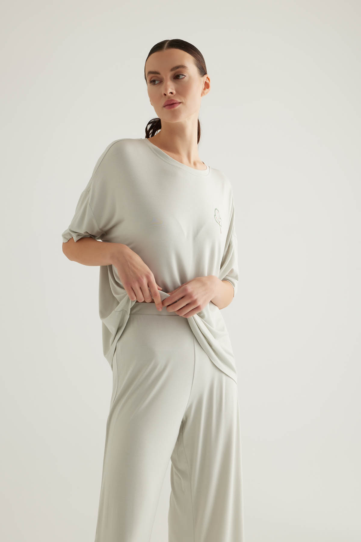 Kadın Viscose Kısa Kollu Pijama Üstü