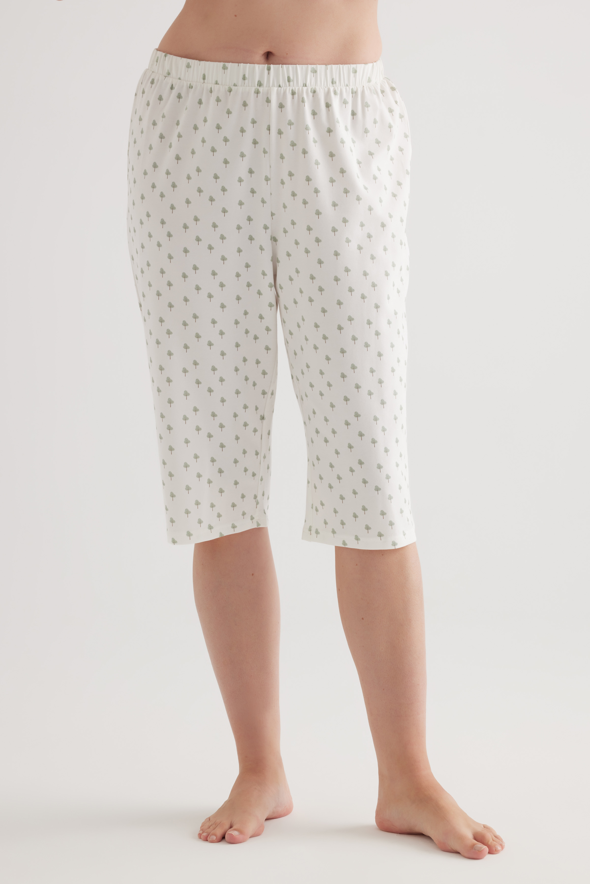 Kadın Plus Size Pamuklu Kapri Pijama Altı