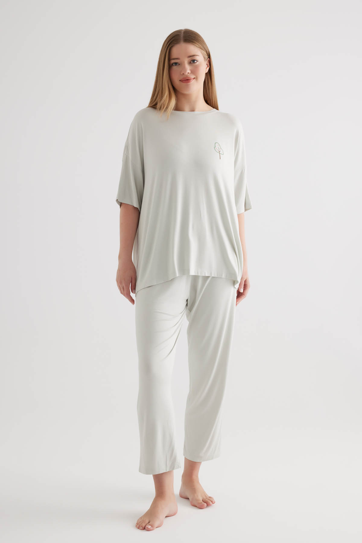 Kadın Plus Size Viscose Uzun Pijama Altı