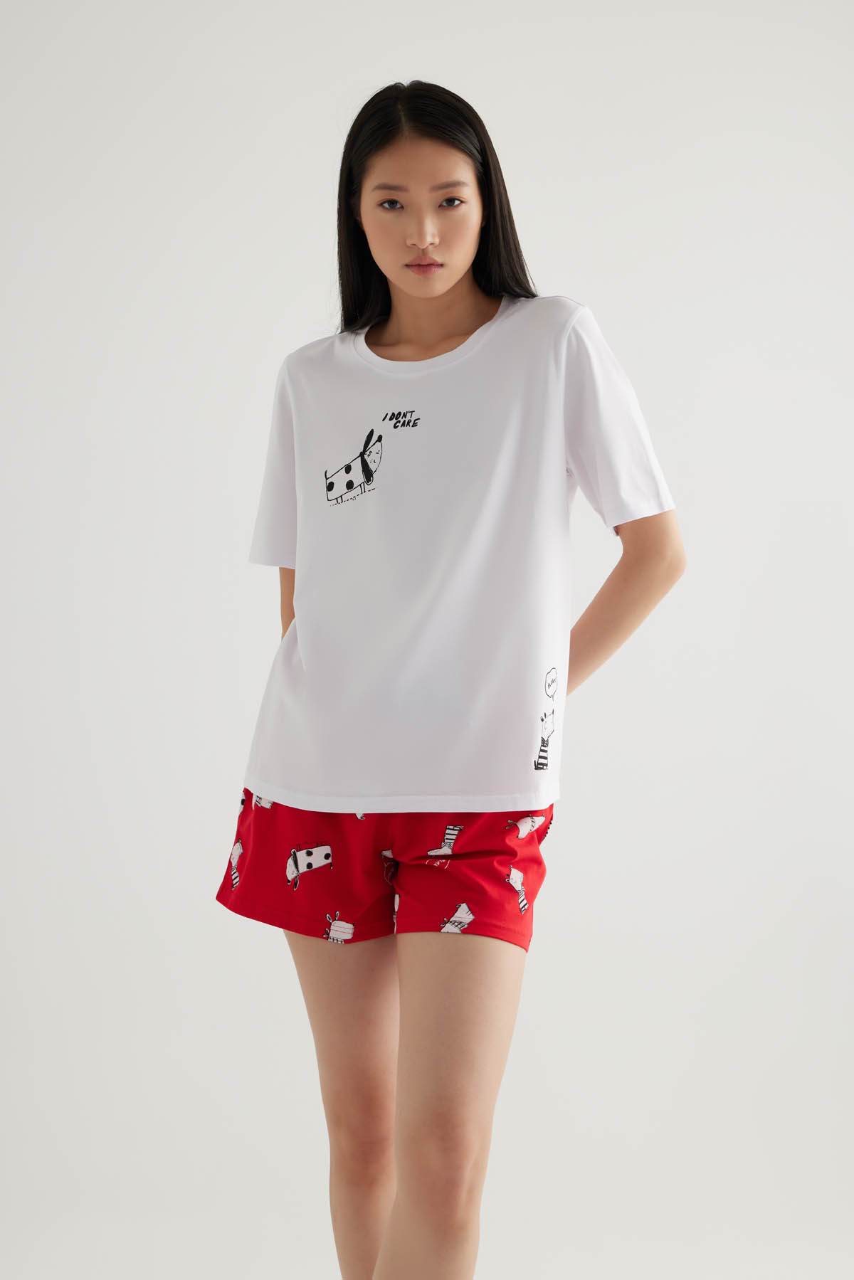 Kadın Pamuklu Kısa Kollu Pijama Üstü