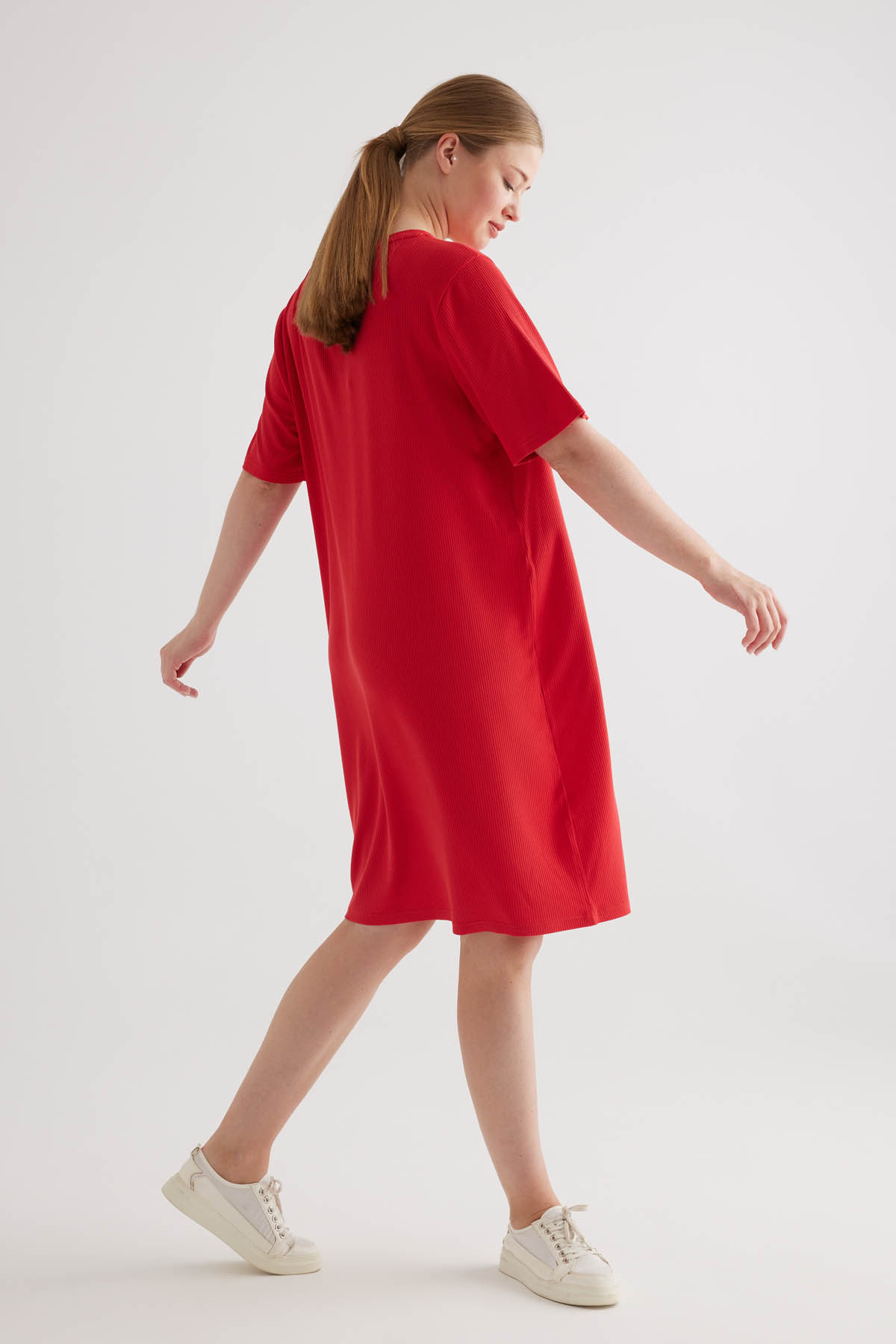 Kadın Plus Size Modal Kaşkorse Kolsuz Elbise