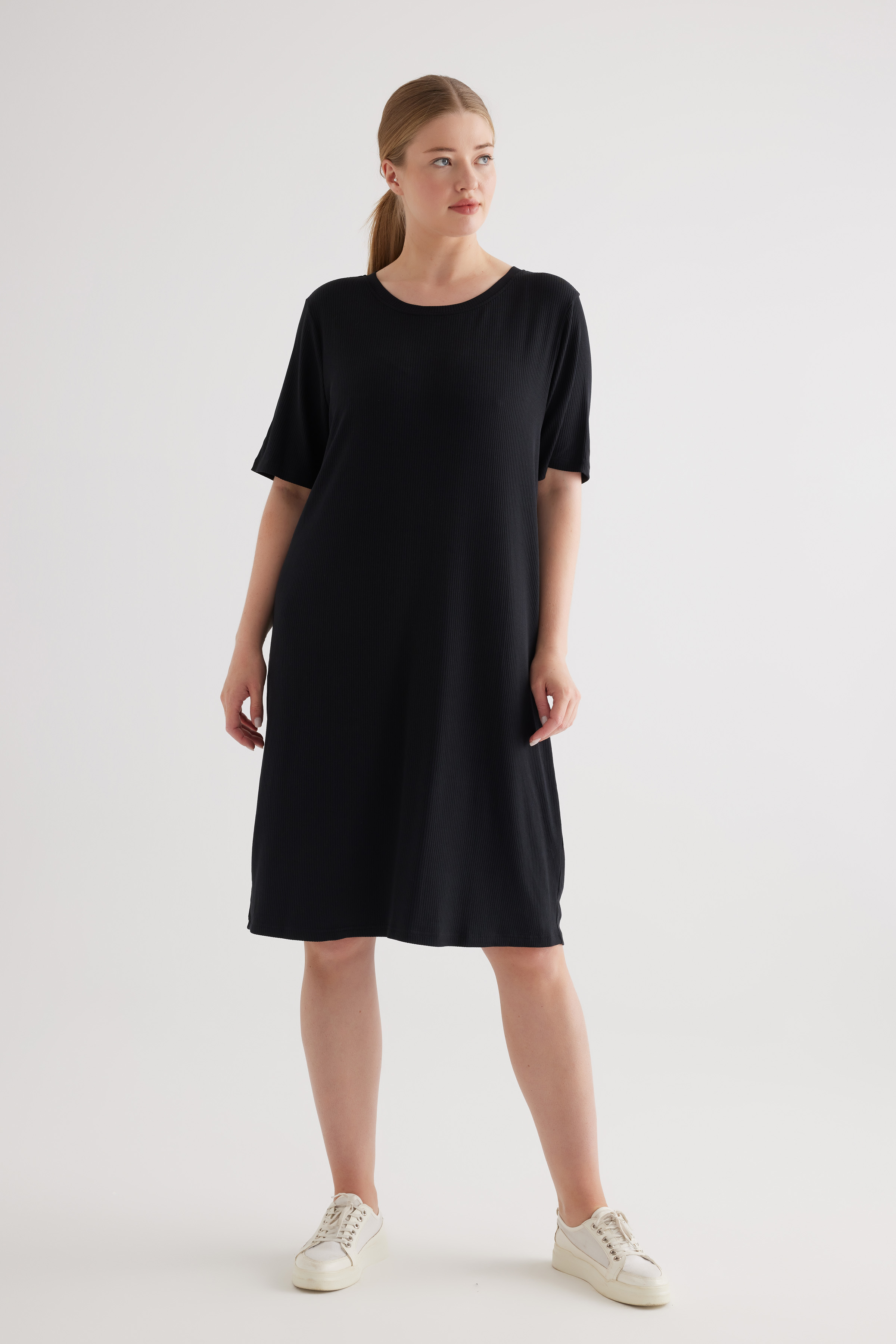 Kadın Plus Size Modal Kaşkorse Kolsuz Elbise