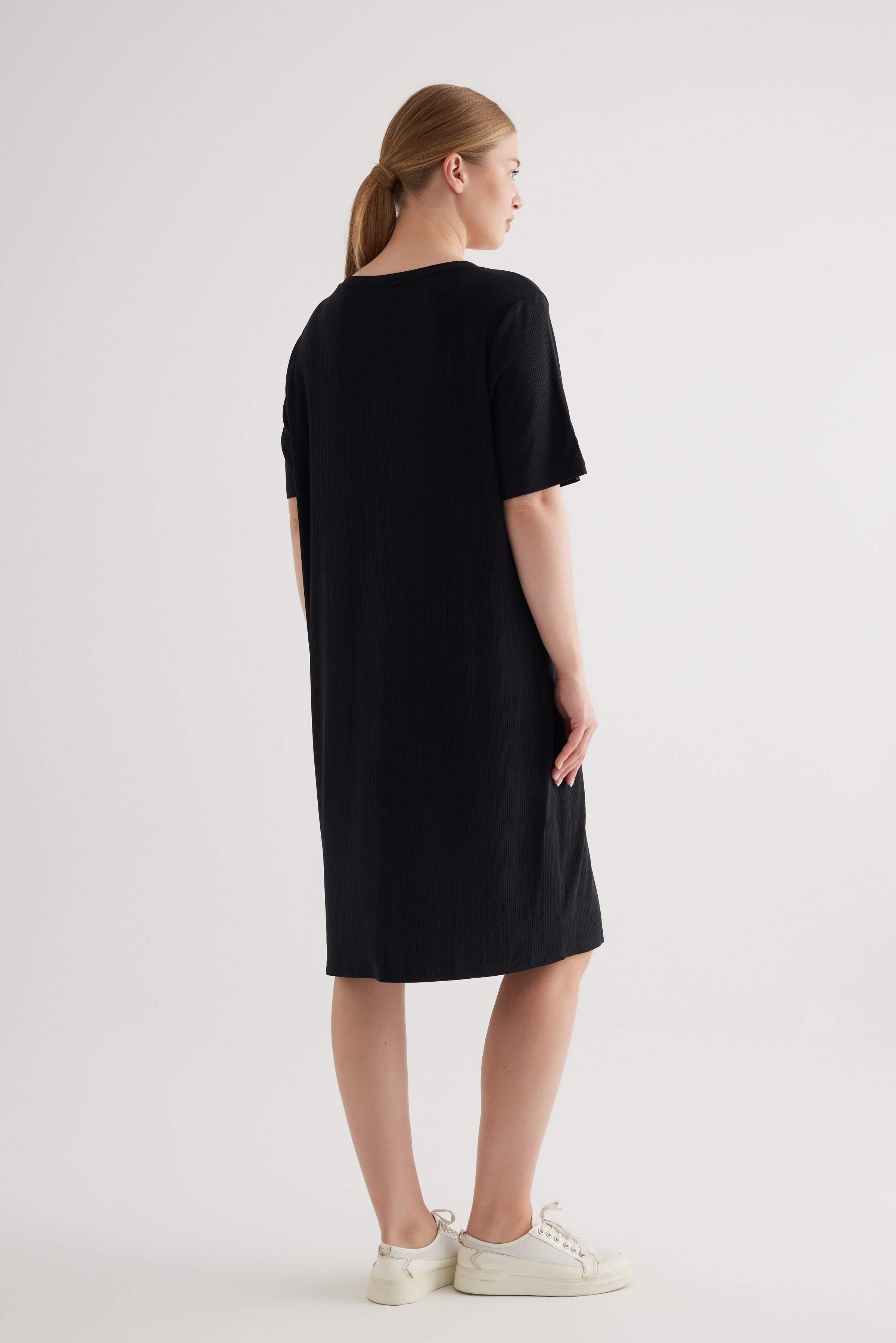 Kadın Plus Size Modal Kaşkorse Kolsuz Elbise