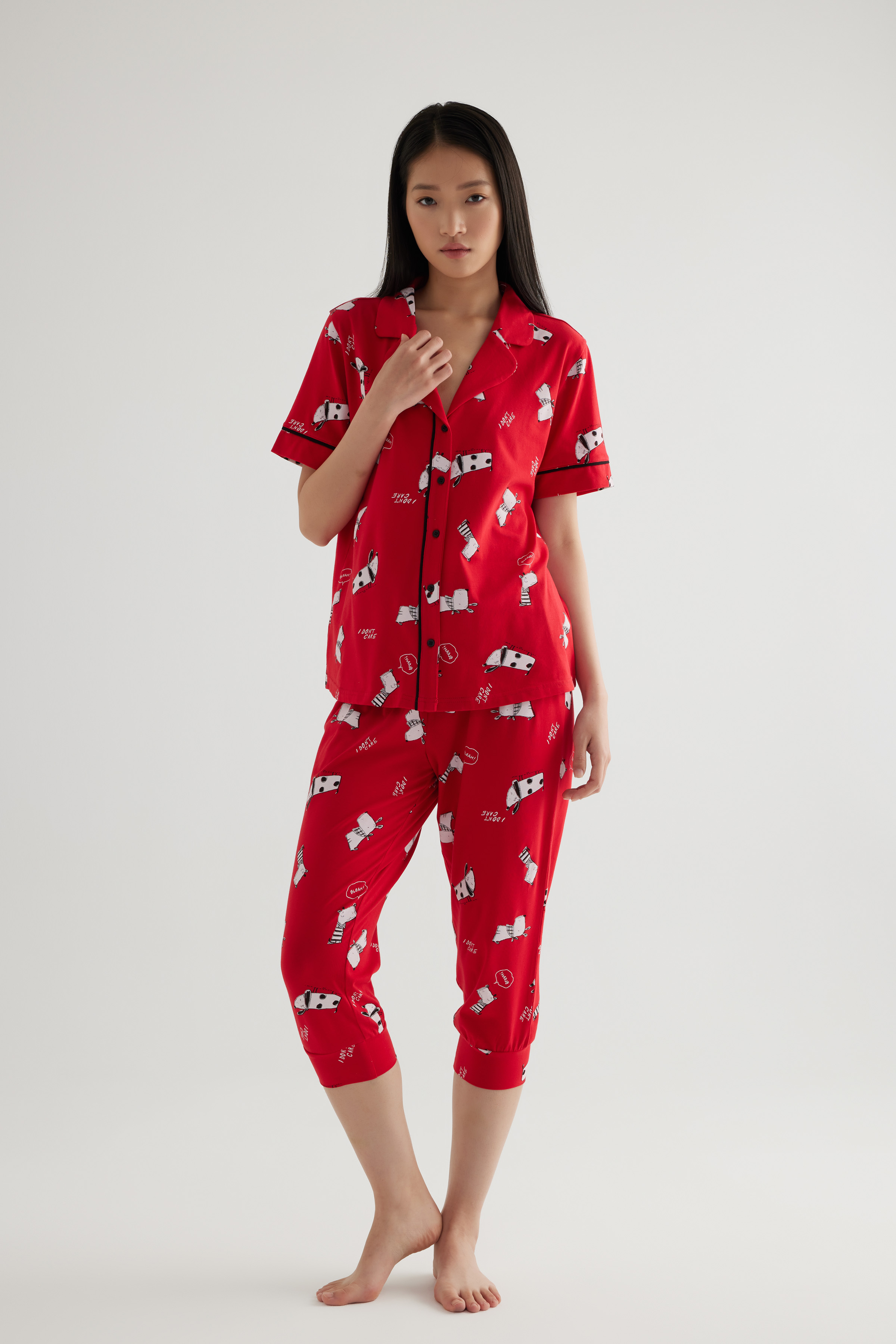 Kadın Pamuklu Kapri Pijama Altı
