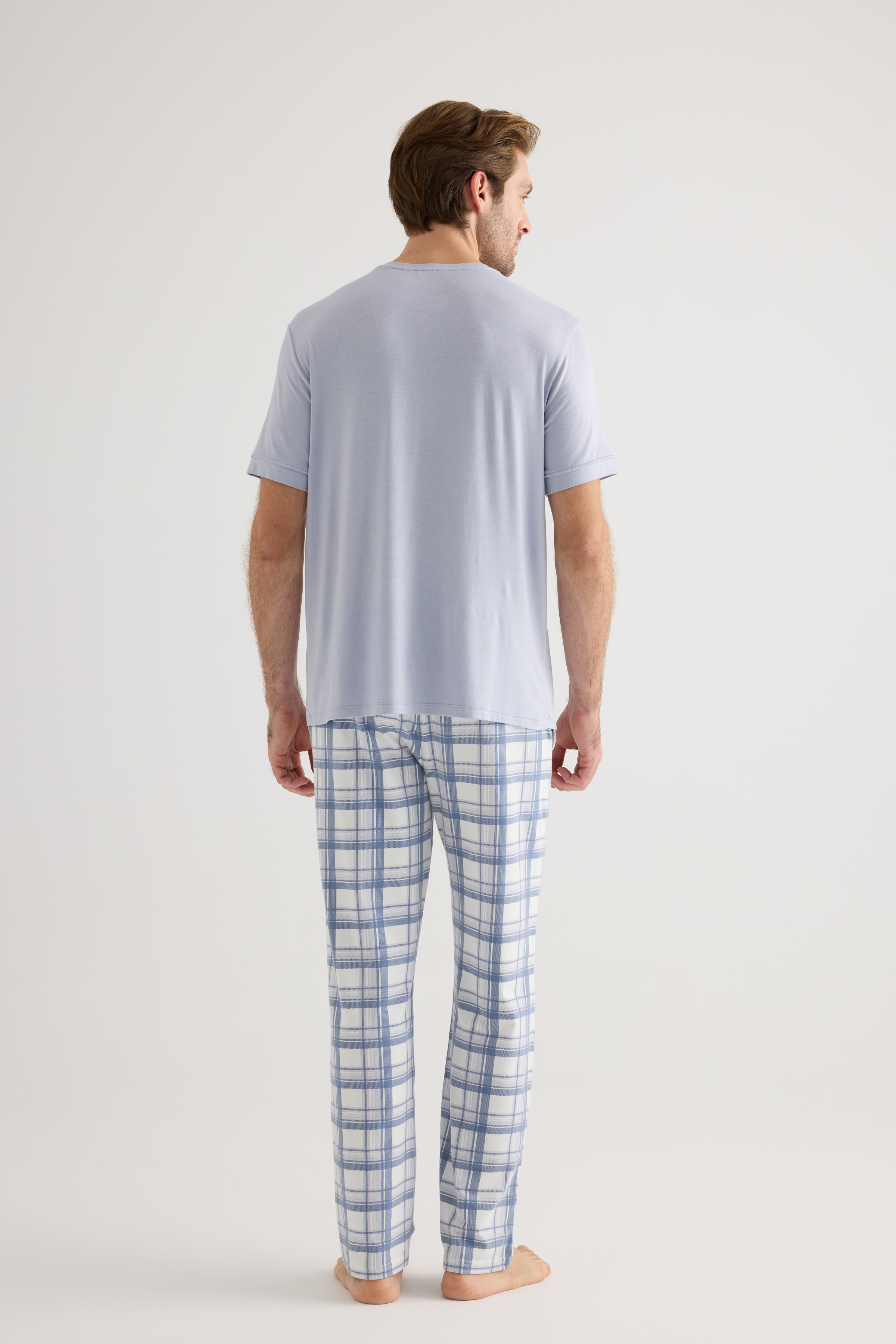 Erkek Viskon Kısa Kollu Pijama Üstü