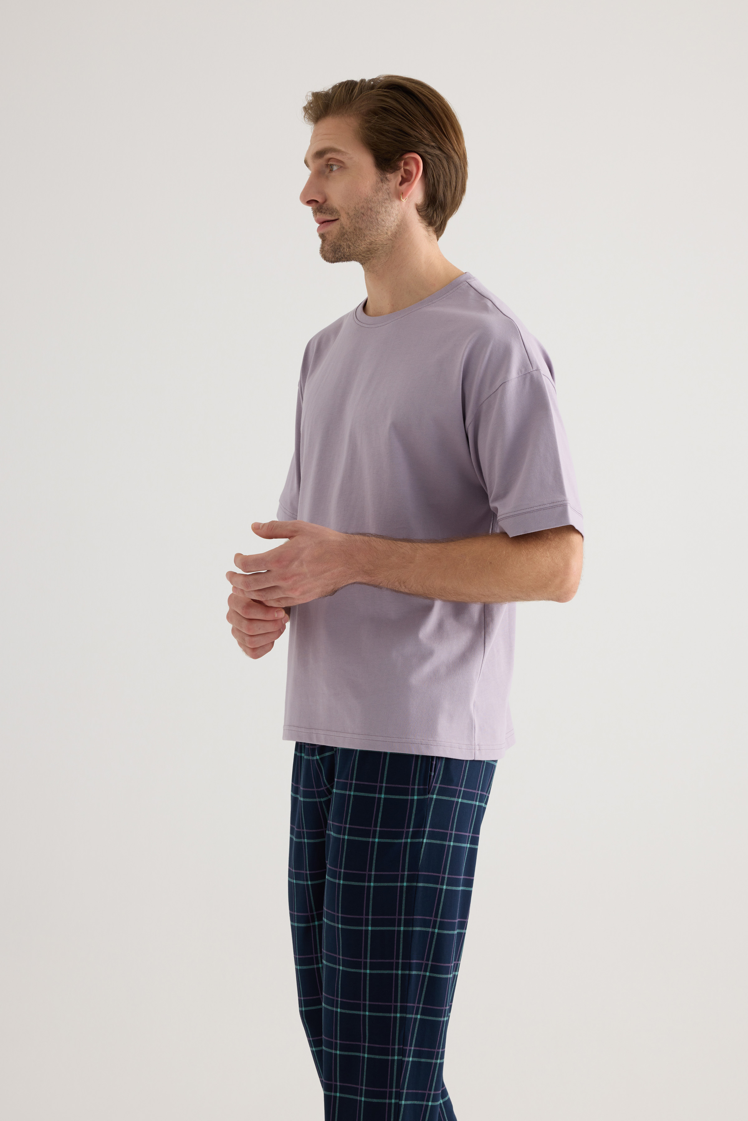 Erkek Pamuklu Kısa Kollu Pijama Üstü
