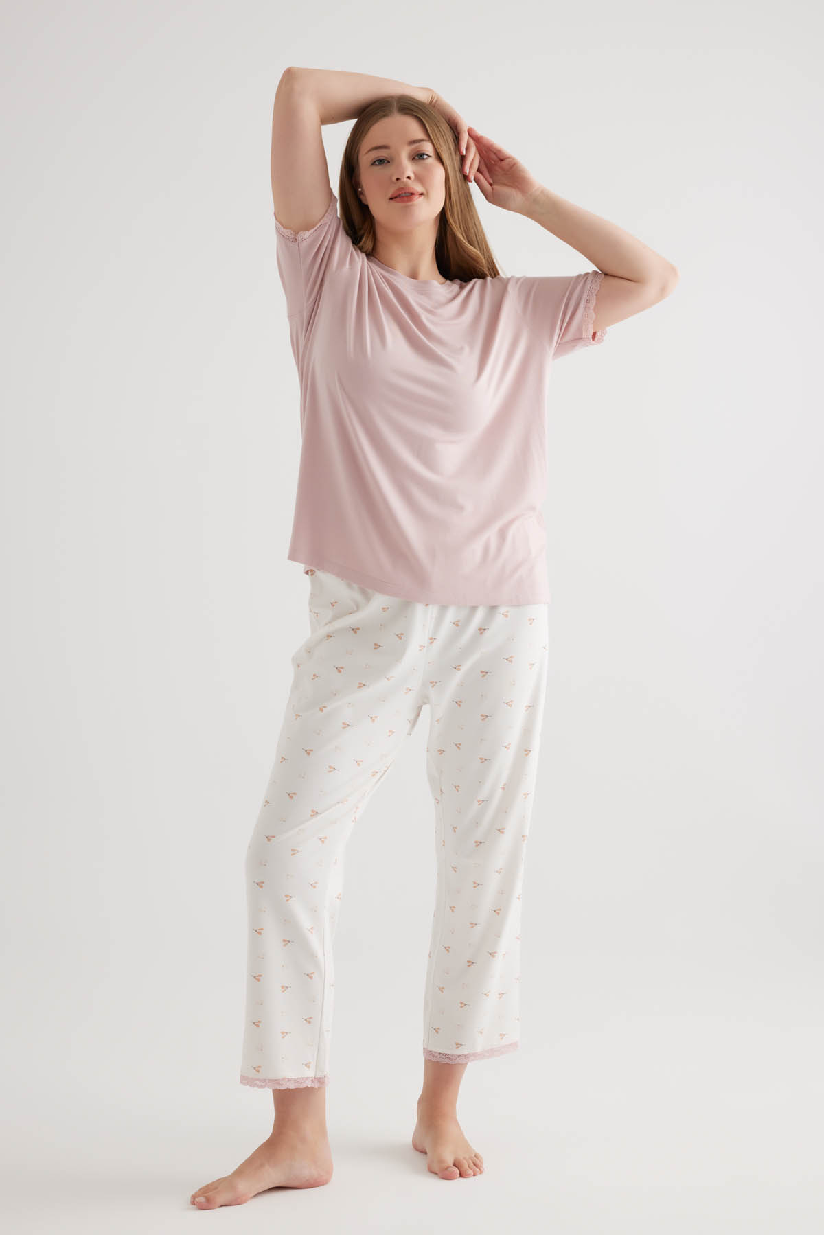Kadın Plus Size Pamuklu Uzun Pijama Altı