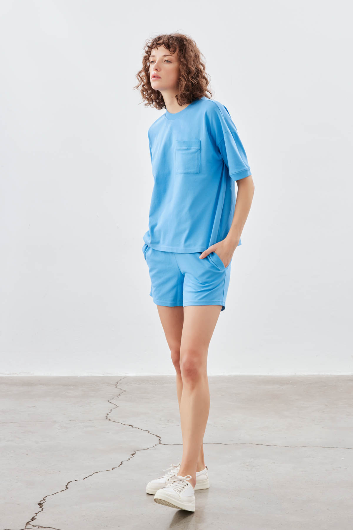 Kadın Pamuklu Pique Cepli Şort