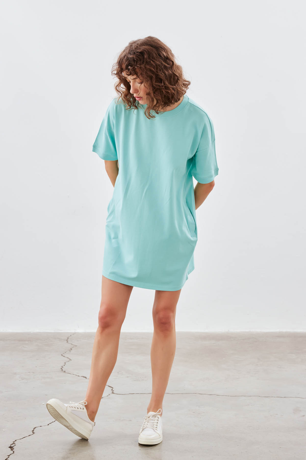 Kadın Pamuklu Pique Cepli Kısa Kollu Elbise