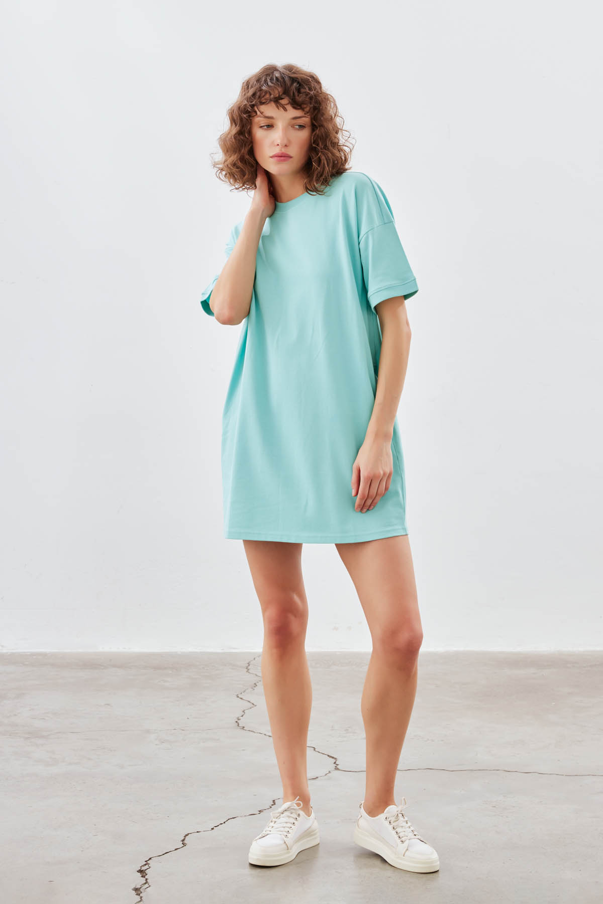 Kadın Pamuklu Pique Cepli Kısa Kollu Elbise