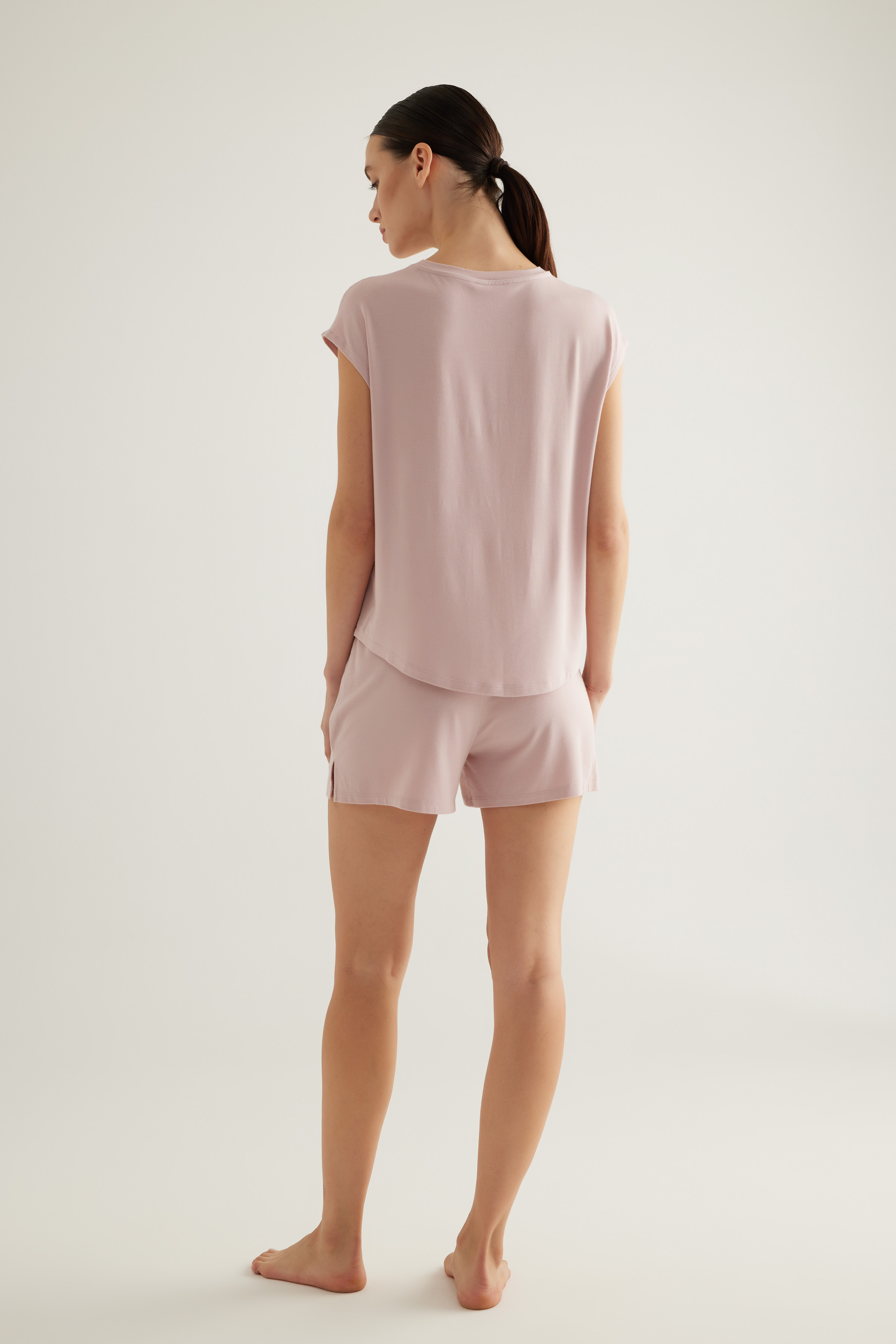 Kadın Viscose Yırtmaç Detaylı Şort Pijama Altı
