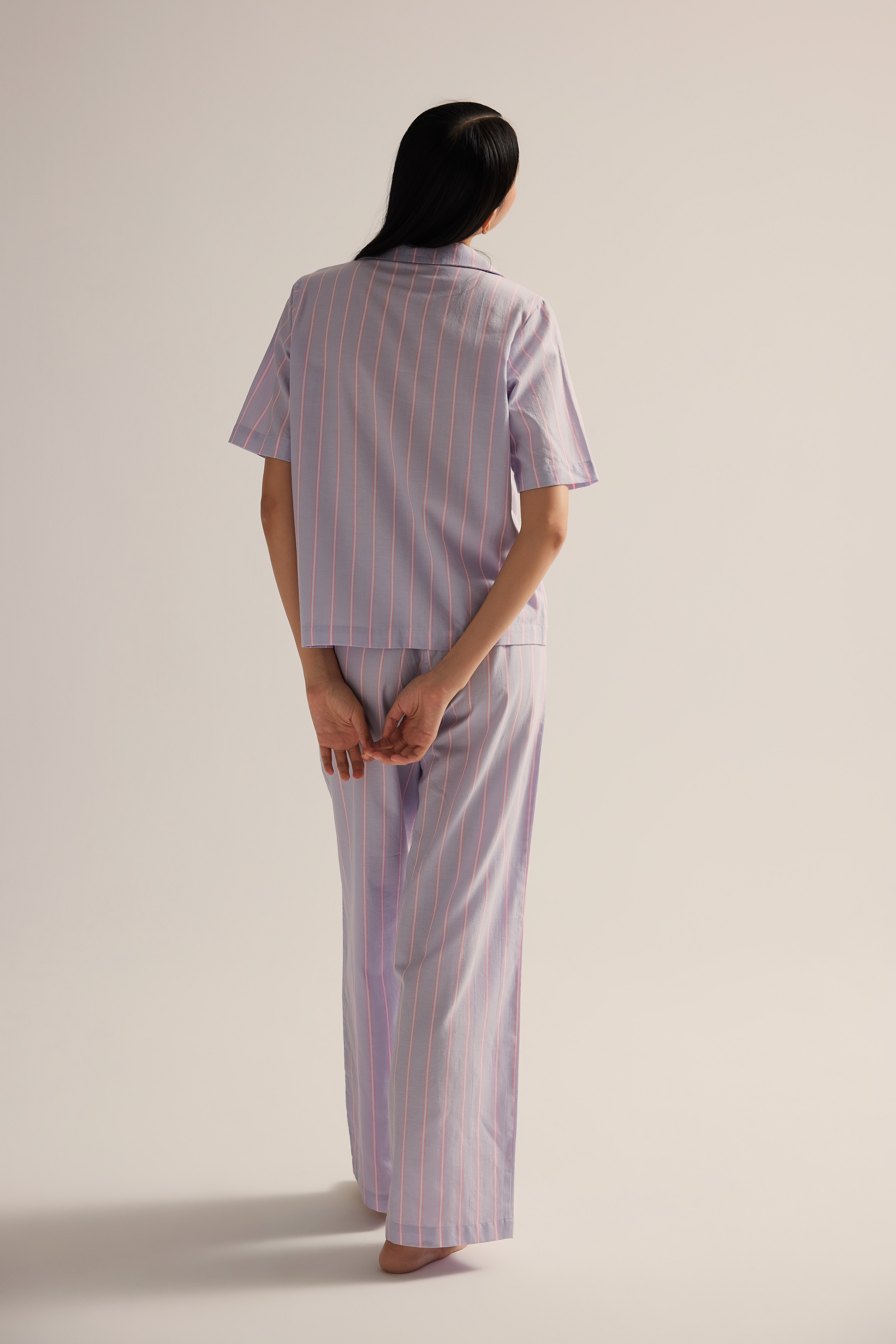 Kadın Dokuma Uzun Kollu Gömlek Pantolon Pijama Takımı