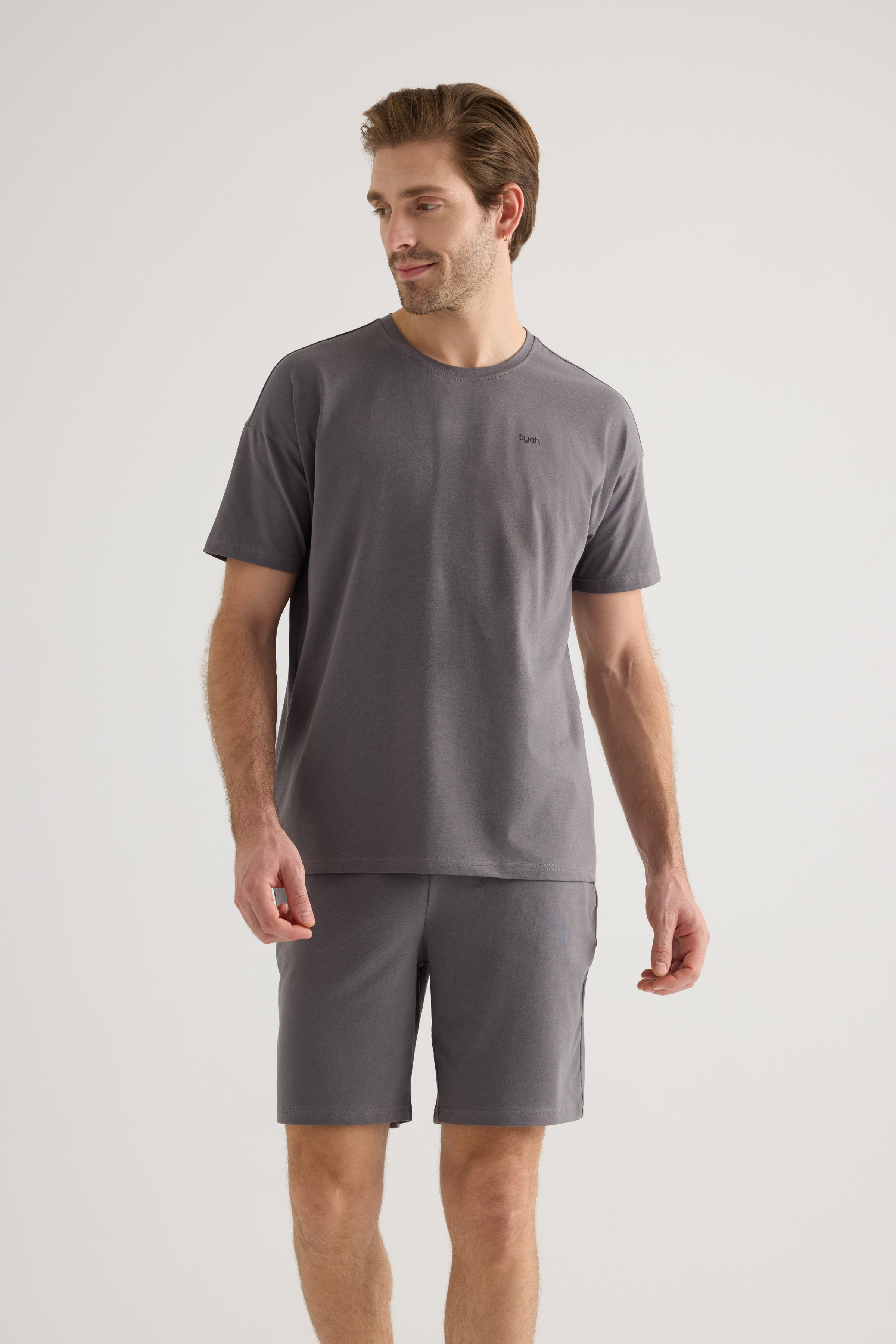 Erkek Pamuklu Kısa Kollu Şortlu Pijama Takımı