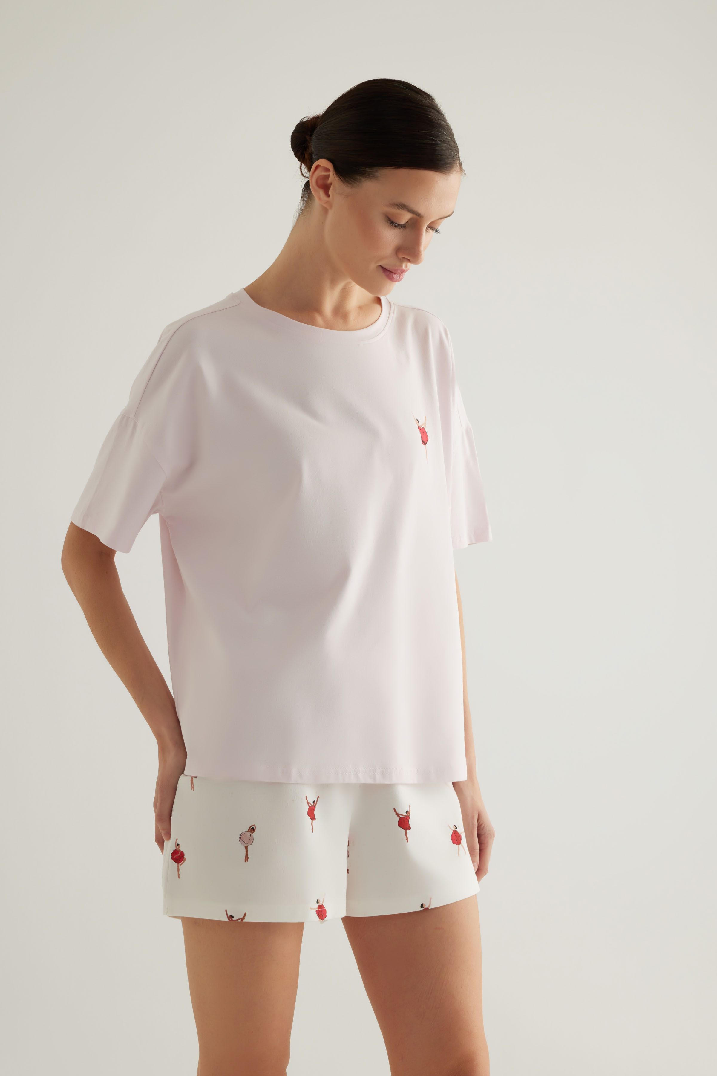 Kadın Pamuklu Kısa Kollu Pijama Üstü