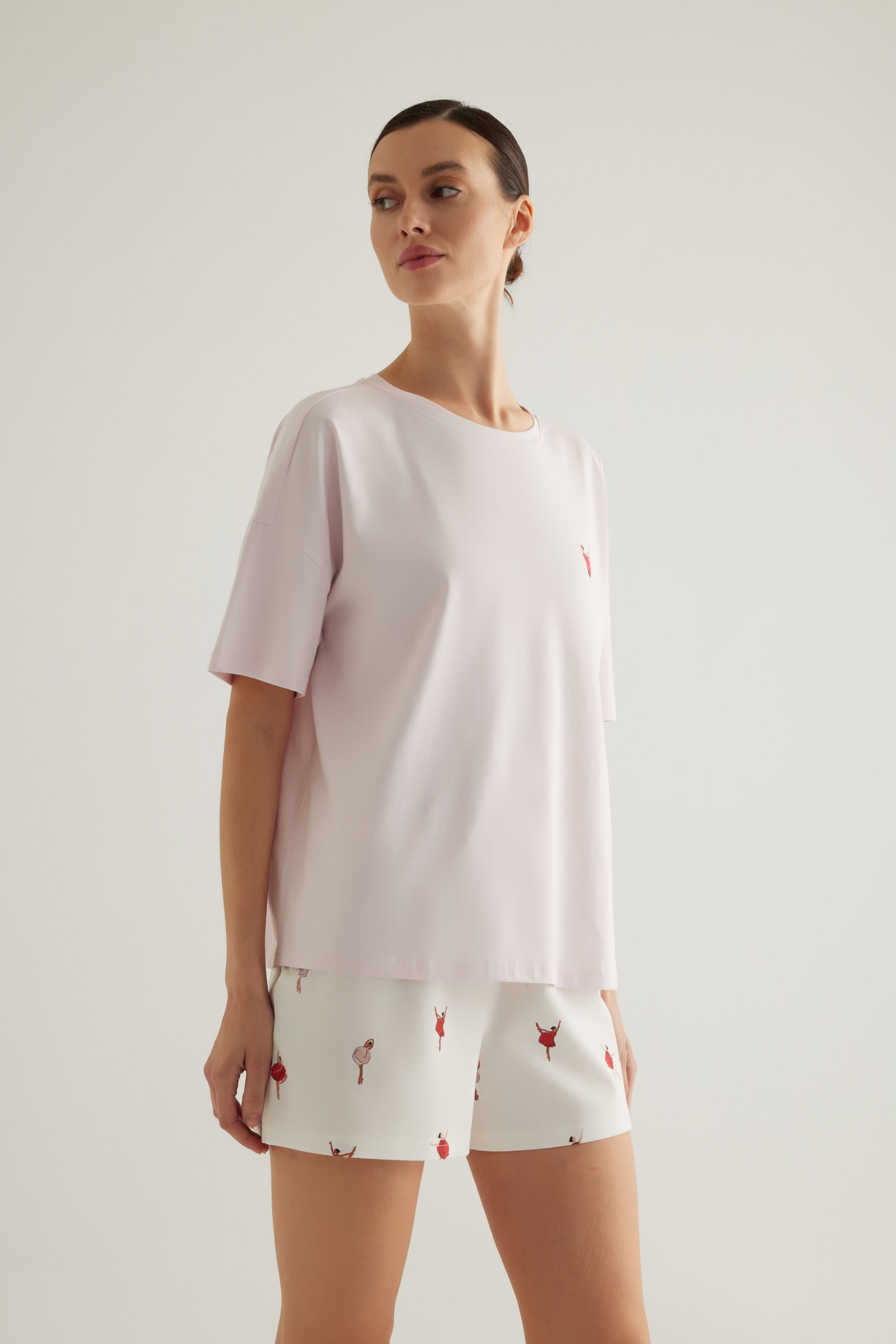 Kadın Pamuklu Kısa Kollu Pijama Üstü