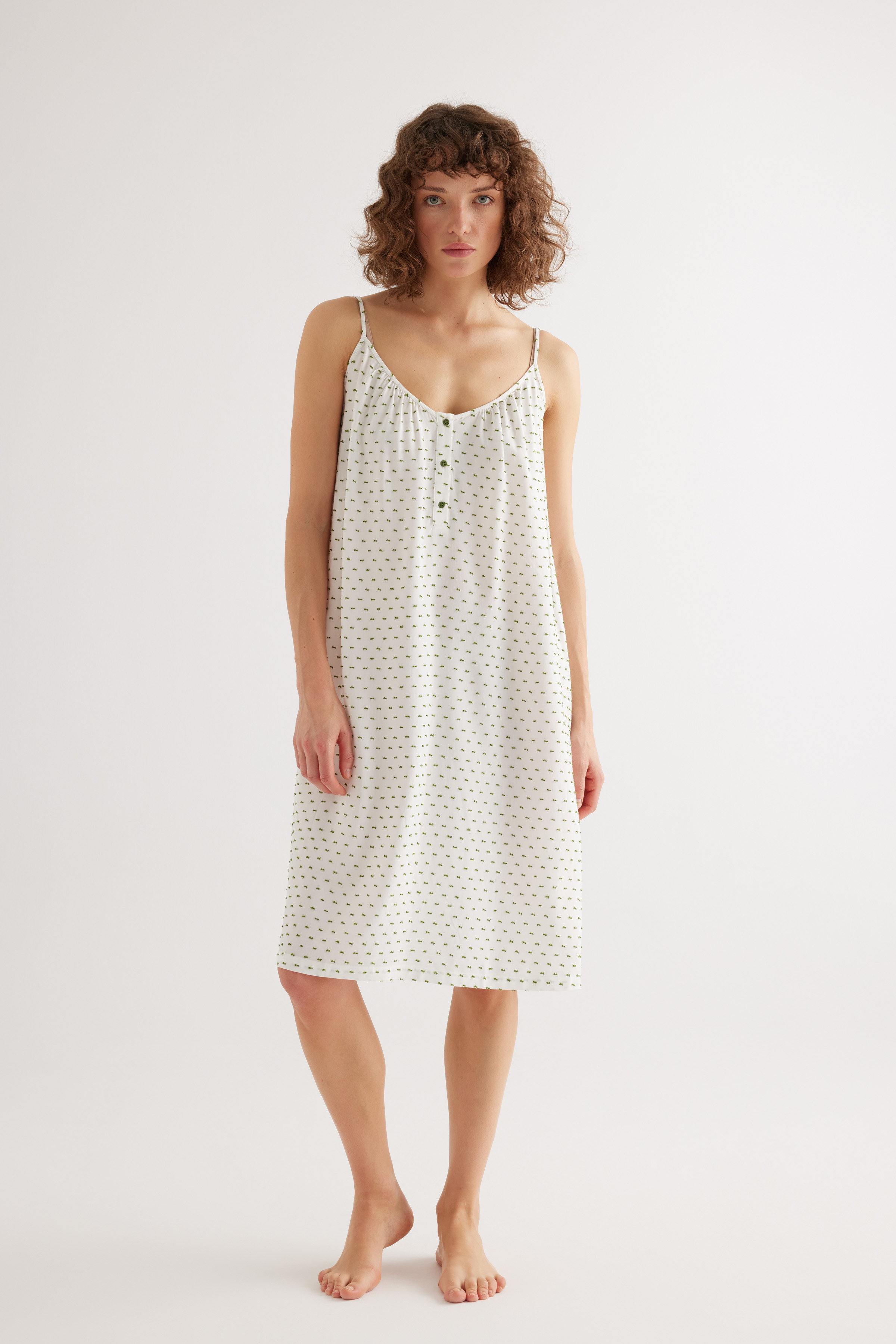 Kadın Dokuma Ayarlanır İp Askılı V Yaka Patlı Elbise