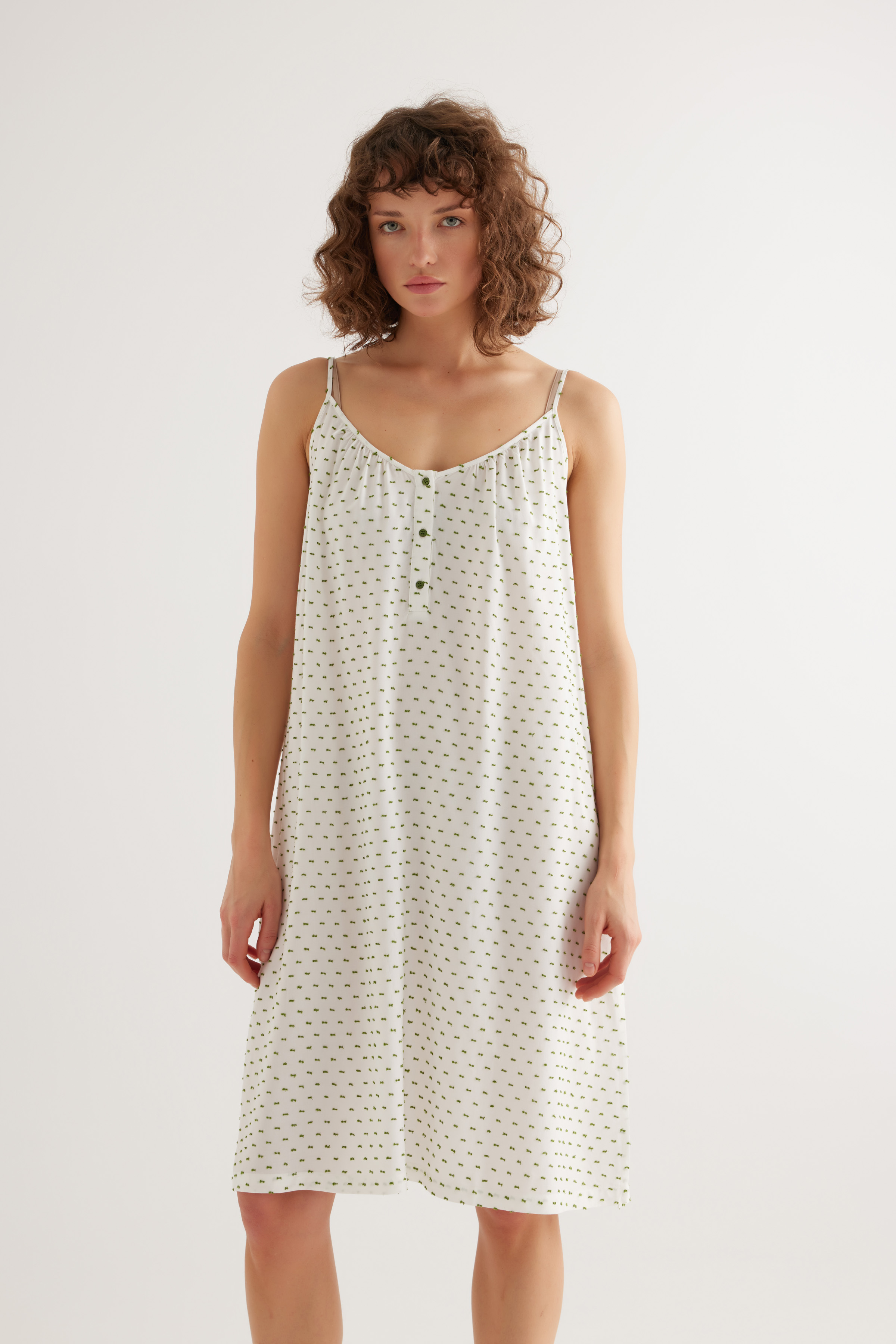 Kadın Dokuma Ayarlanır İp Askılı V Yaka Patlı Elbise