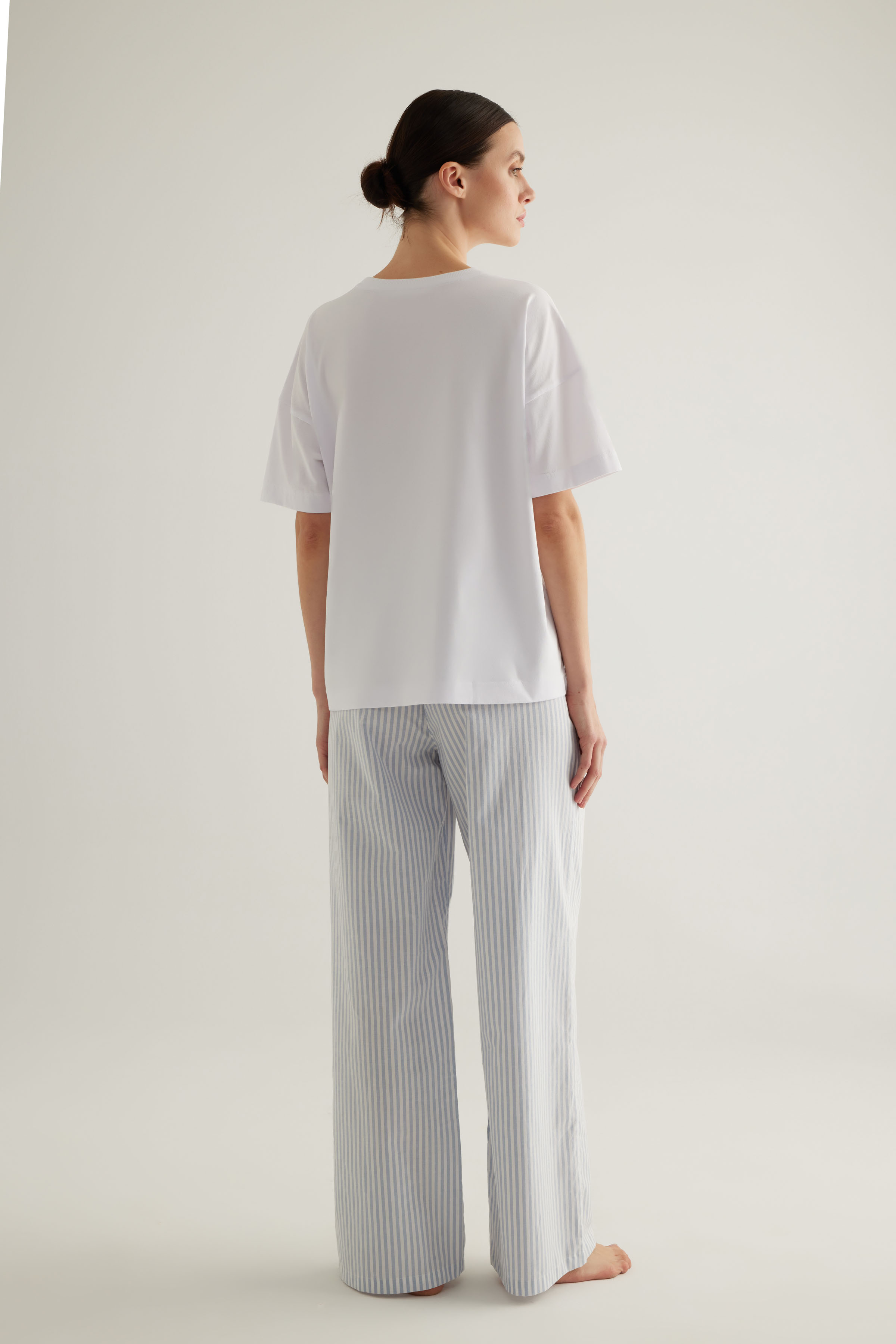 Kadın Pamuklu Kısa Kollu T-shirt Pijama Üstü