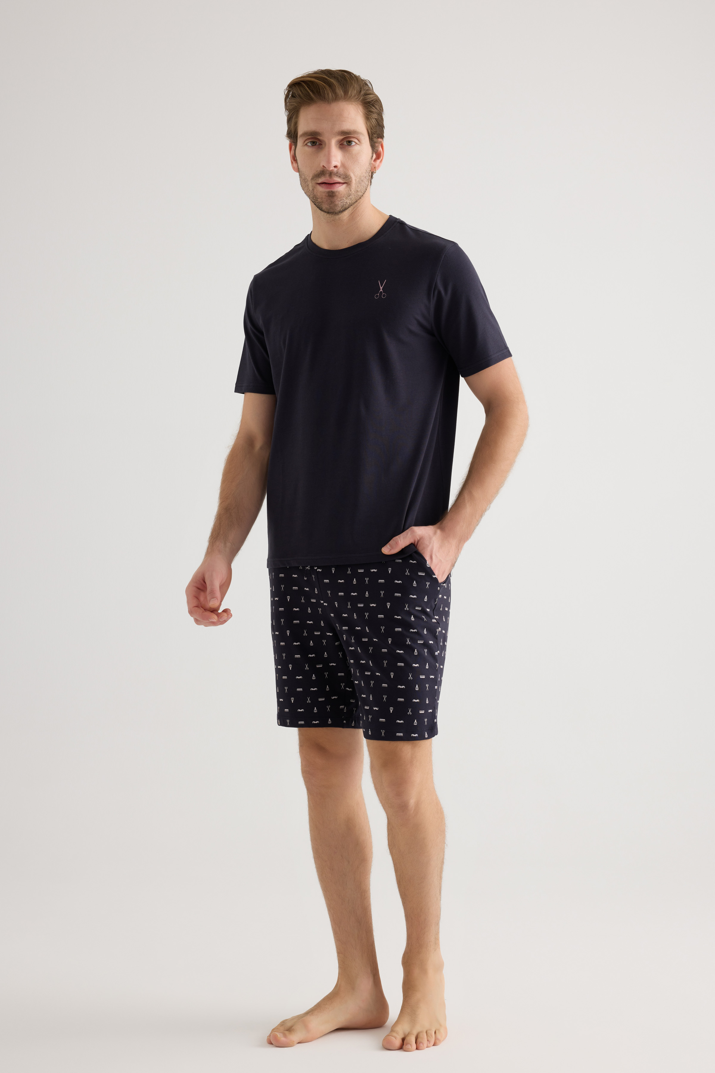 Erkek Pamuklu Cepli Şort Pijama Altı