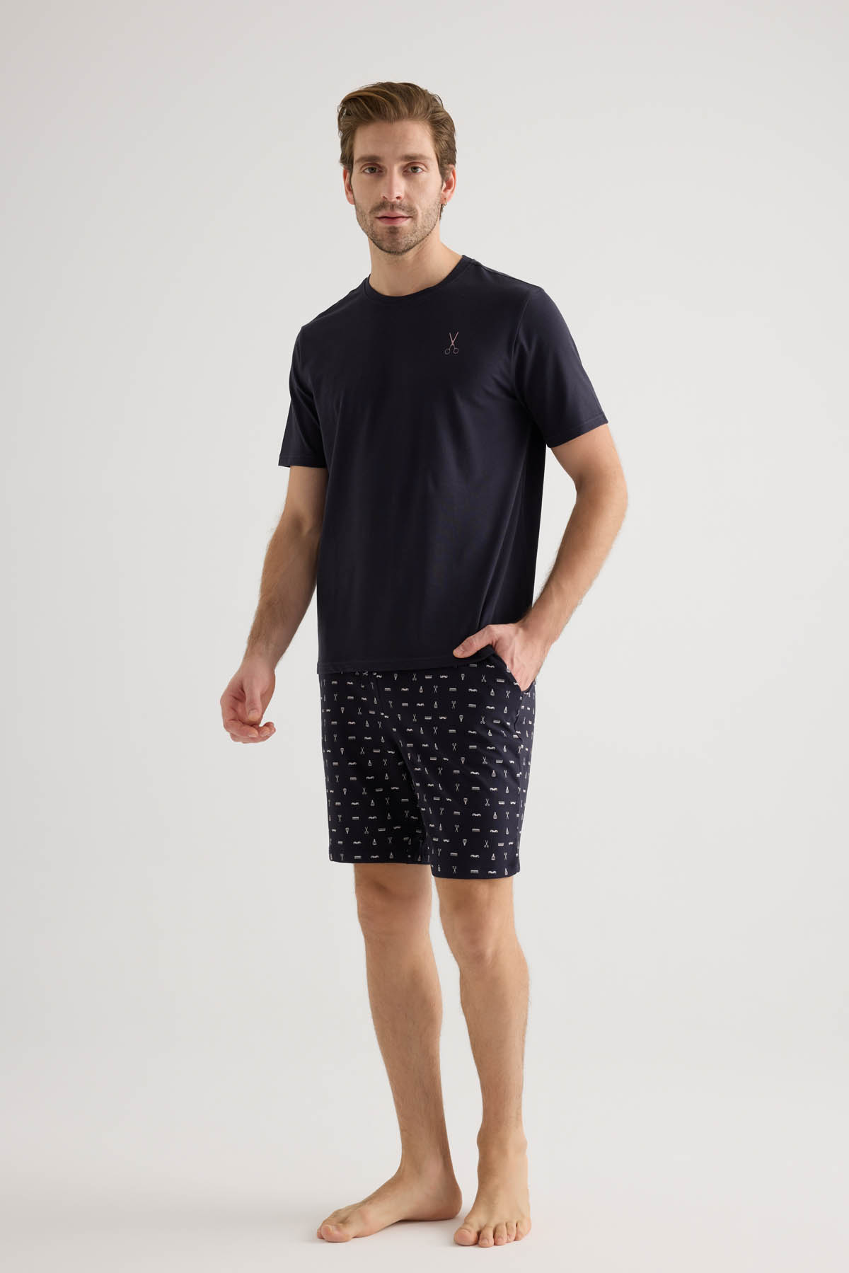 Erkek Pamuklu Cepli Şort Pijama Altı