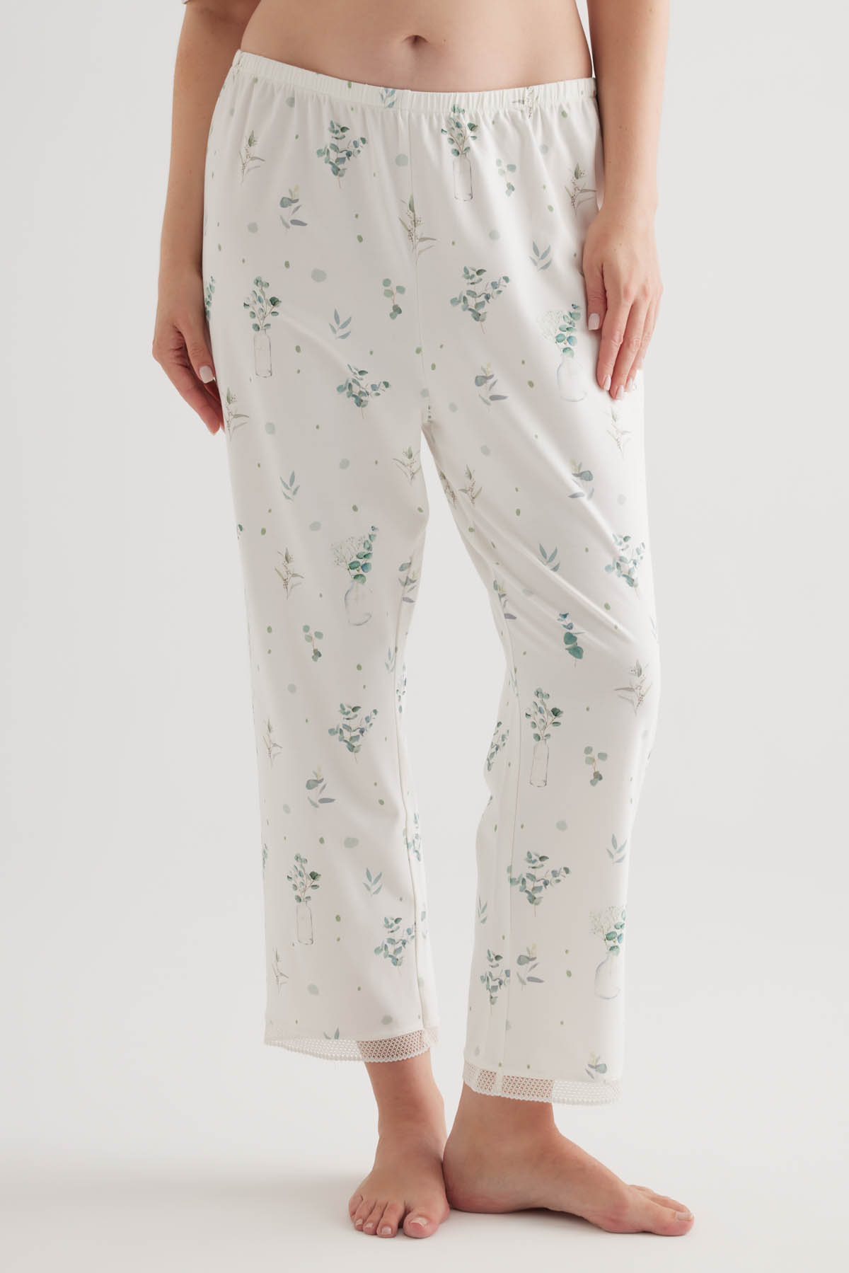 Kadın Büyük Beden Pamuklu Uzun Pijama Altı