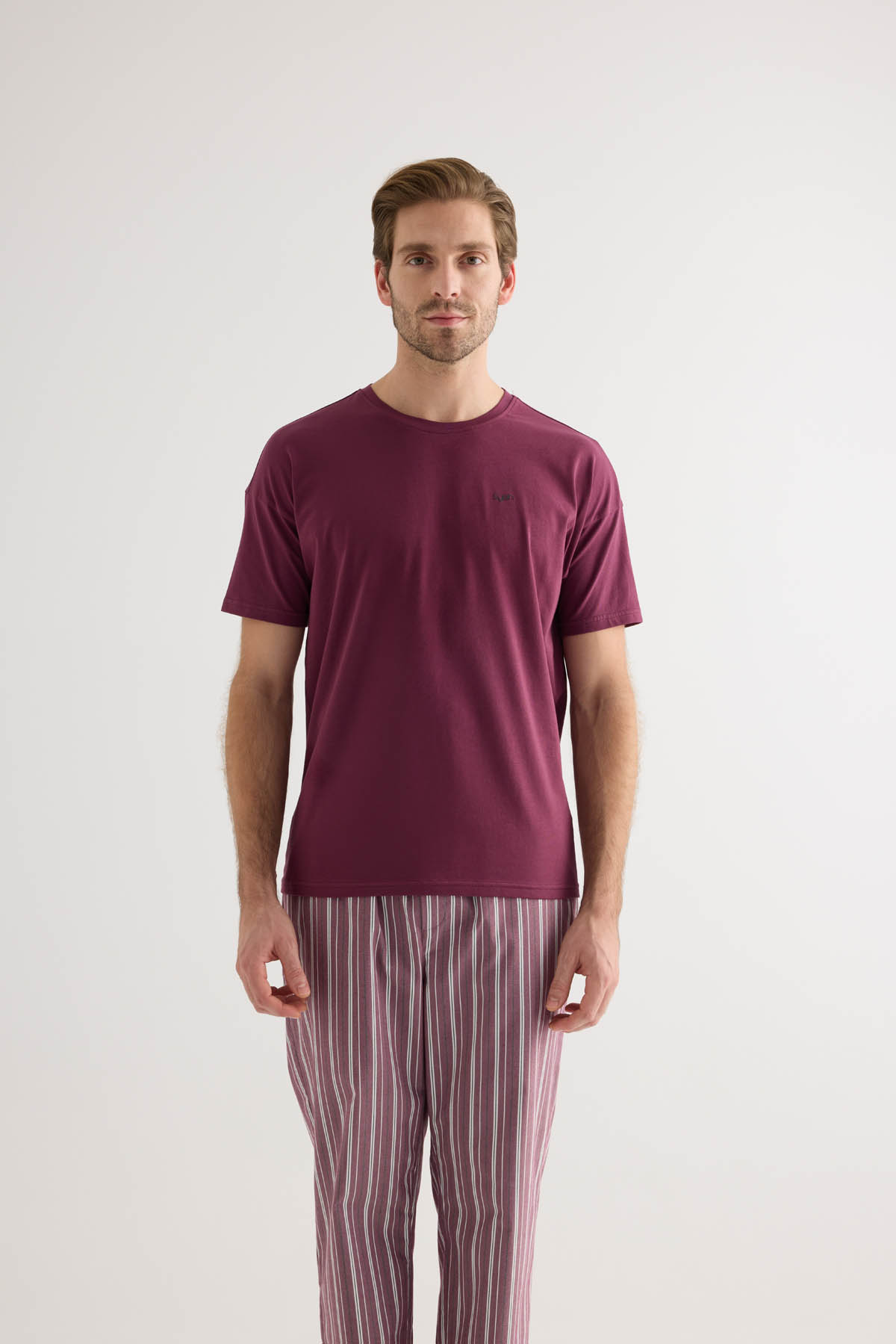 Erkek Pamuklu Kısa Kollu Pijama Üstü