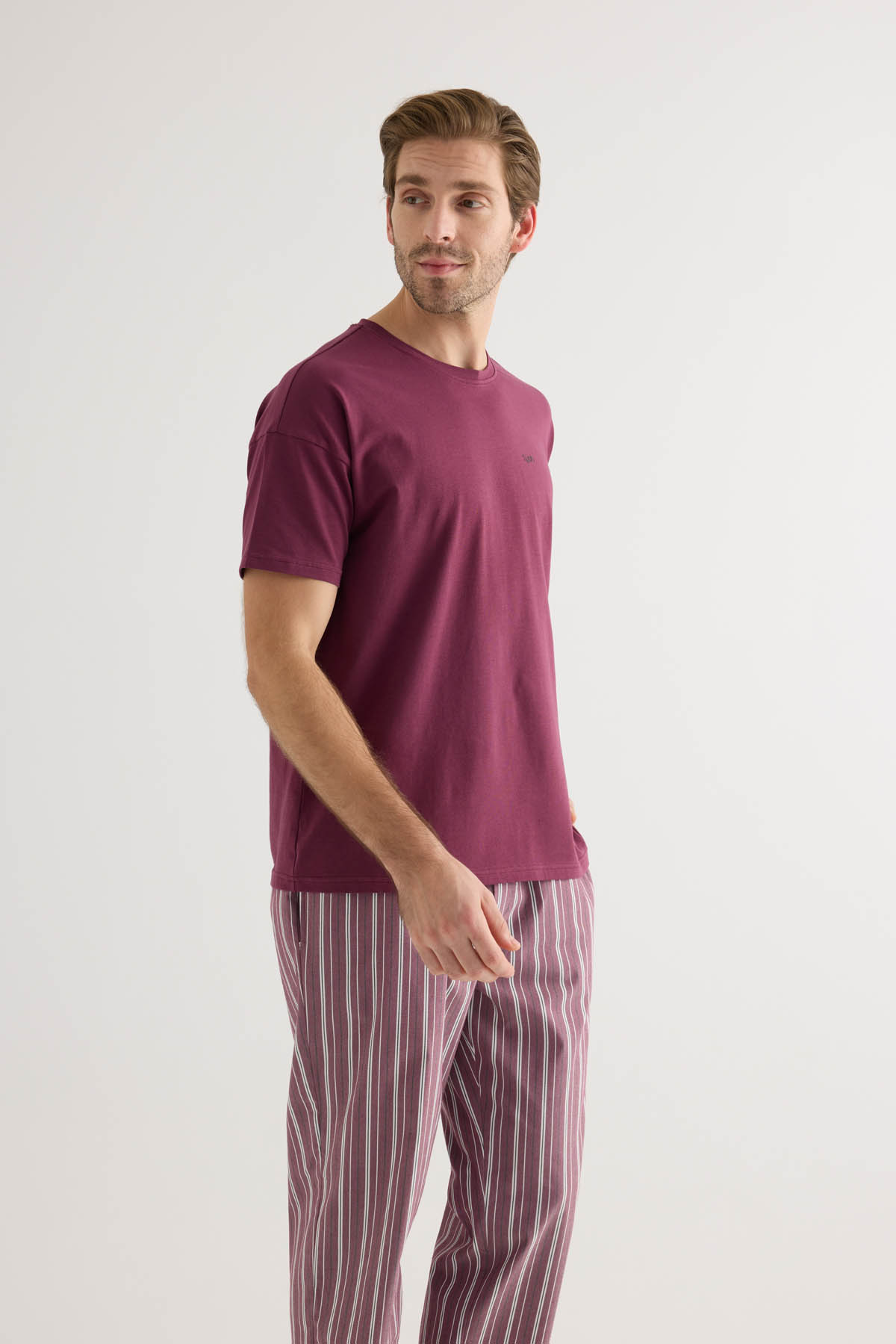 Erkek Pamuklu Kısa Kollu Pijama Üstü