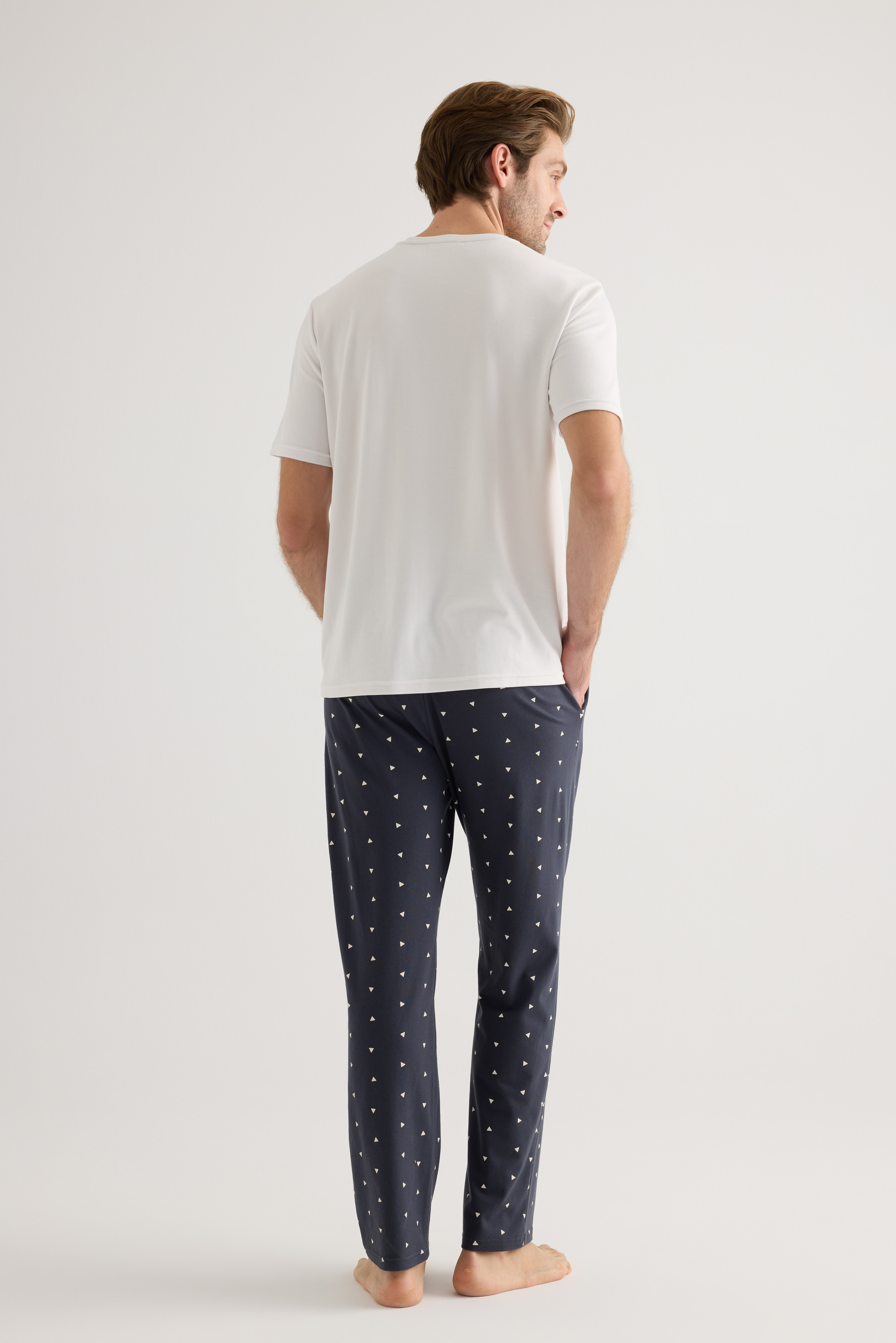 Erkek Pamuklu Patlı Cep Detaylı Kısa Kollu Pijama Üstü