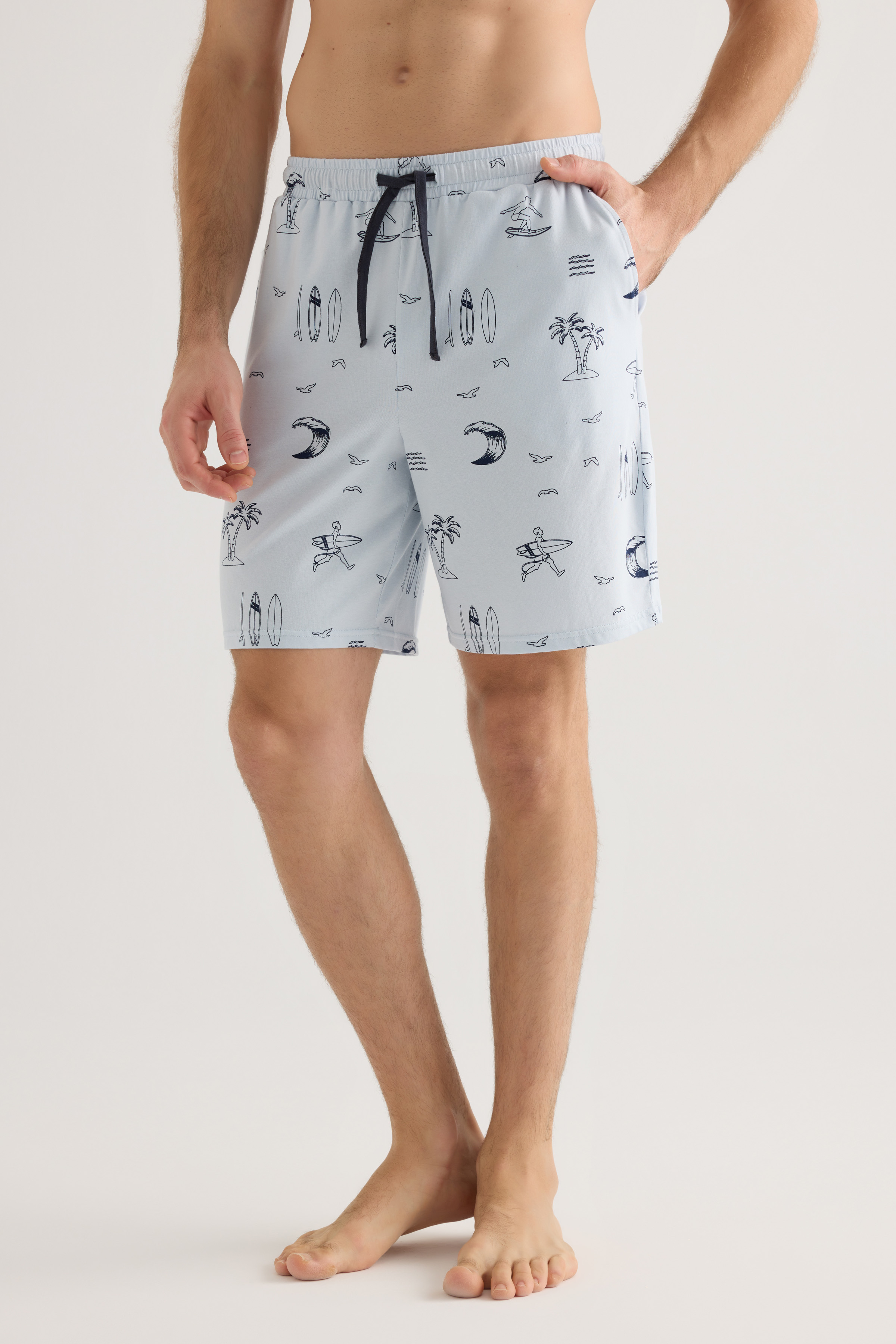 Erkek Pamuklu Cepli Şort Pijama Altı