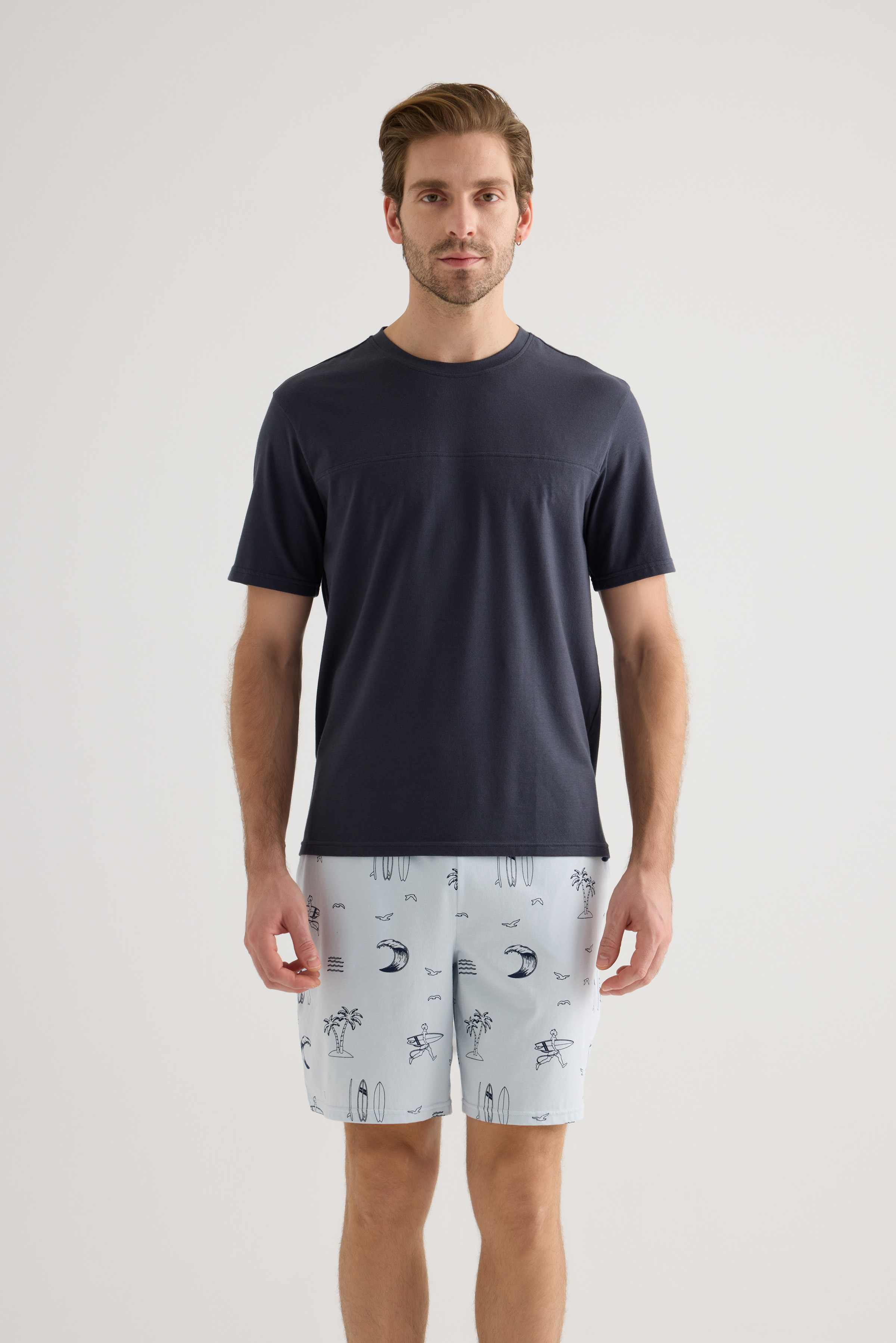 Erkek Pamuklu Kısa Kollu Pijama Üstü