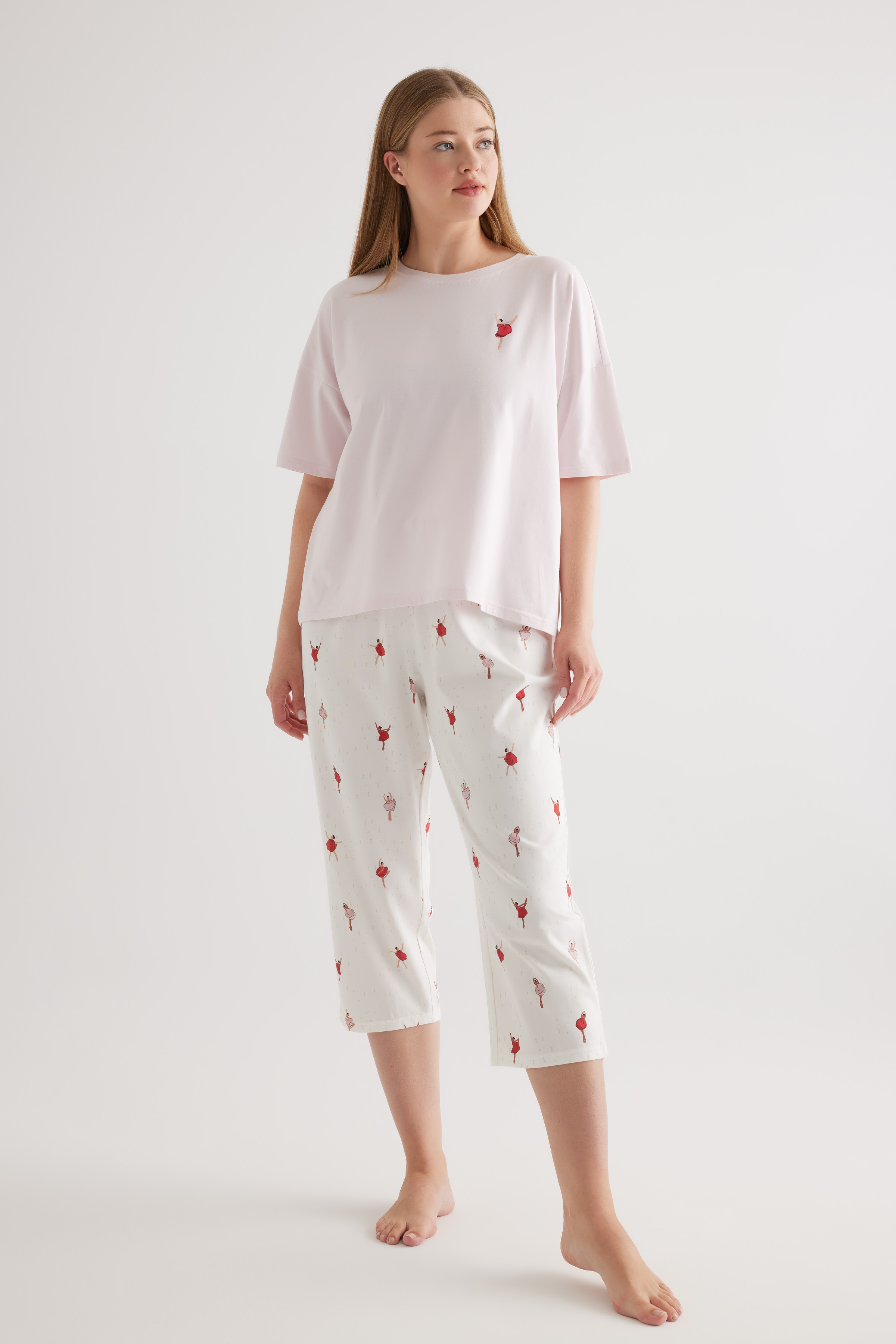 Kadın Plus Size Pamuklu Uzun Pijama Altı