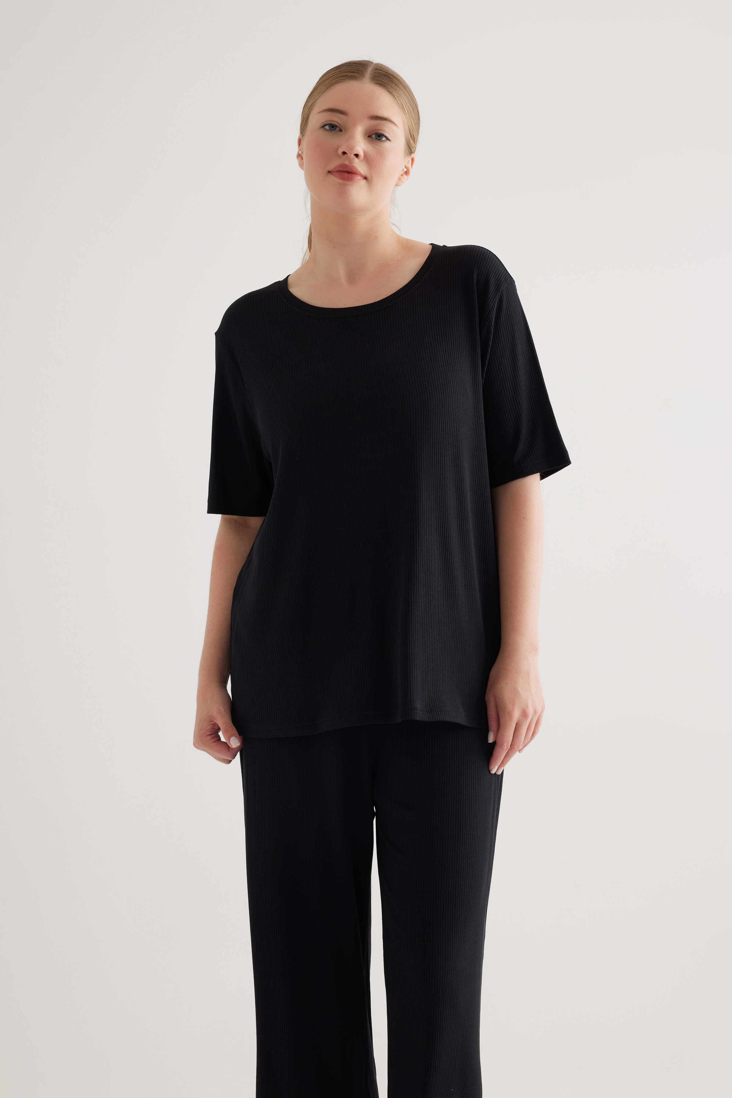 Kadın Plus Size Modal Kaşkorse Tshirt