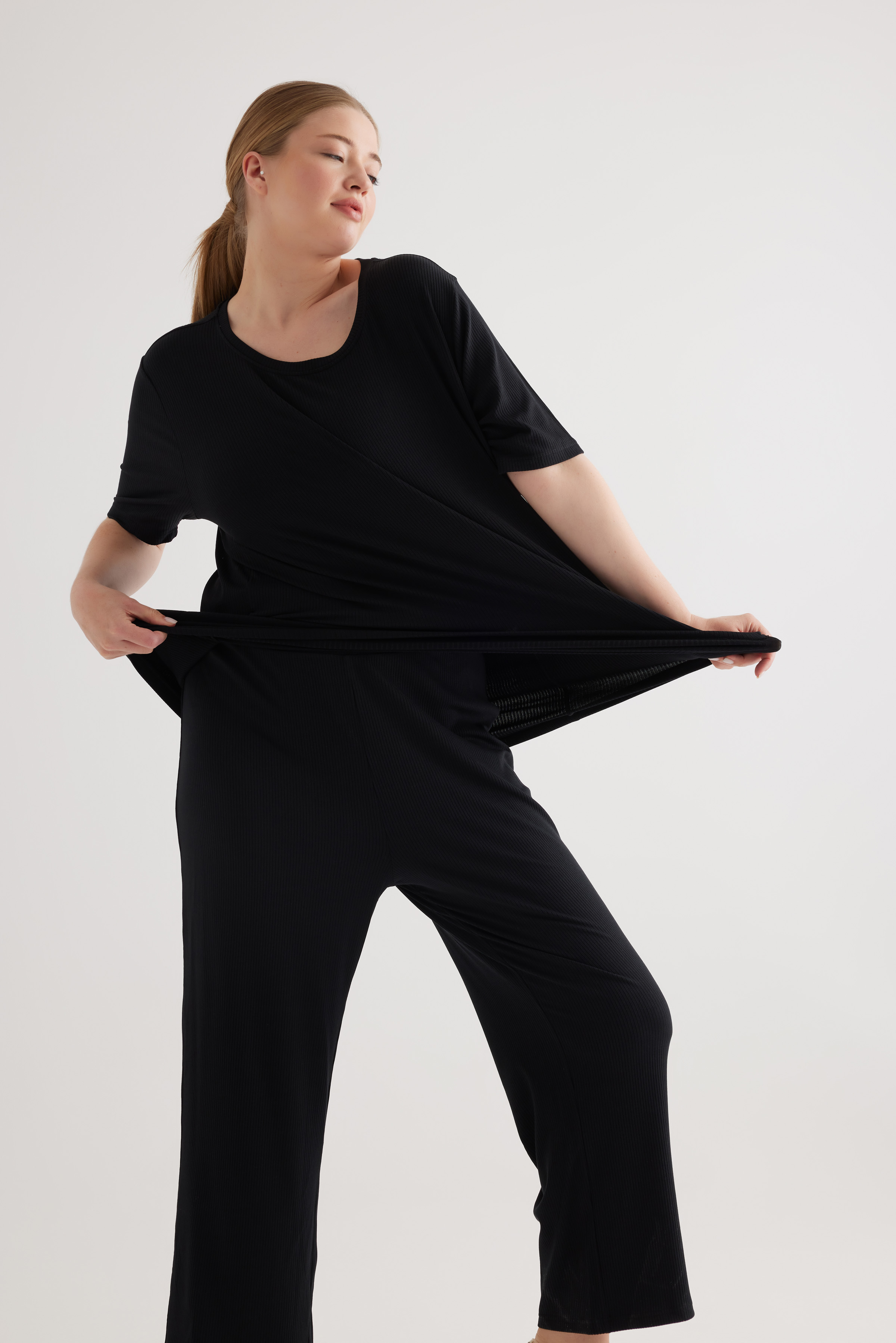 Kadın Plus Size Modal Kaşkorse Tshirt