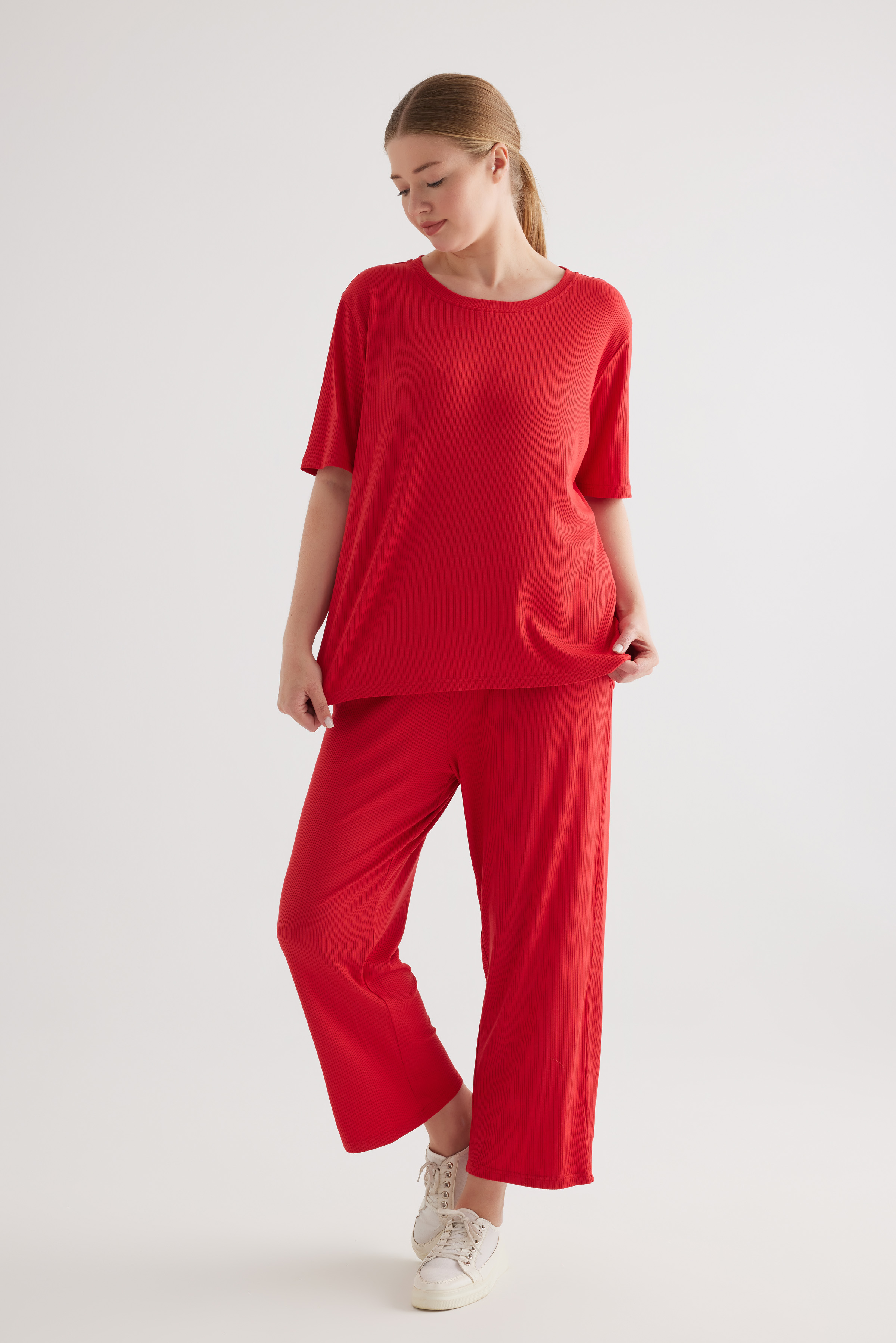 Kadın Plus Size Modal Kaşkorse Uzun Pantolon