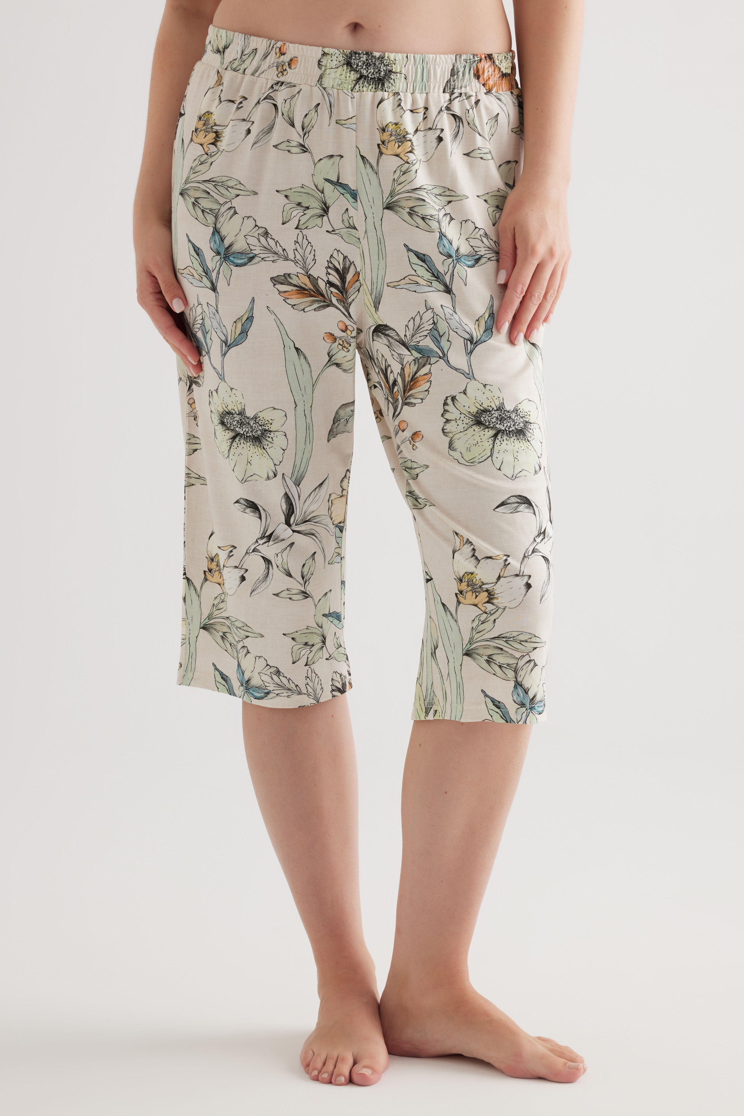 Kadın Plus Size Viskon Kapri Pijama Altı