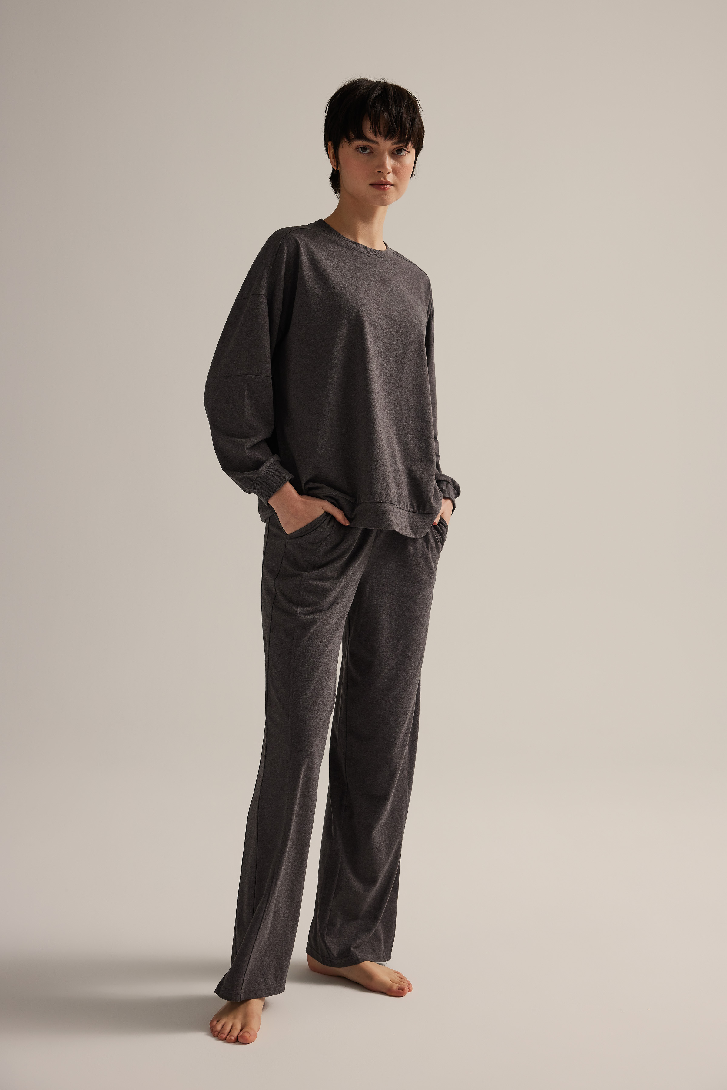 Kadın Pamuklu Uzun Kollu Pijama Takımı