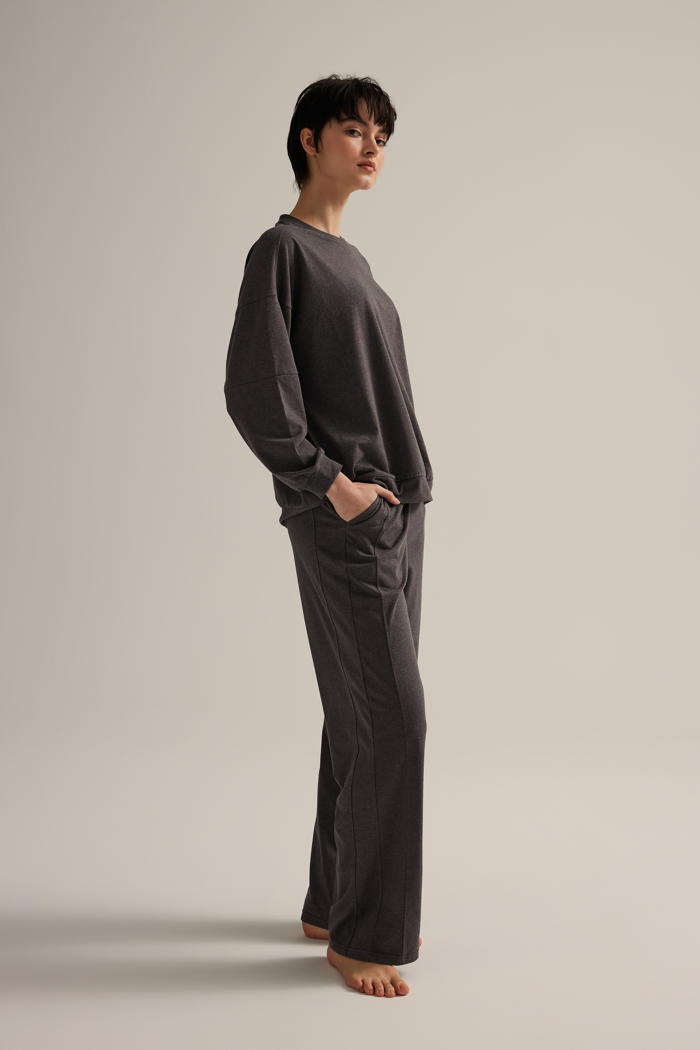 Kadın Pamuklu Uzun Kollu Pijama Takımı