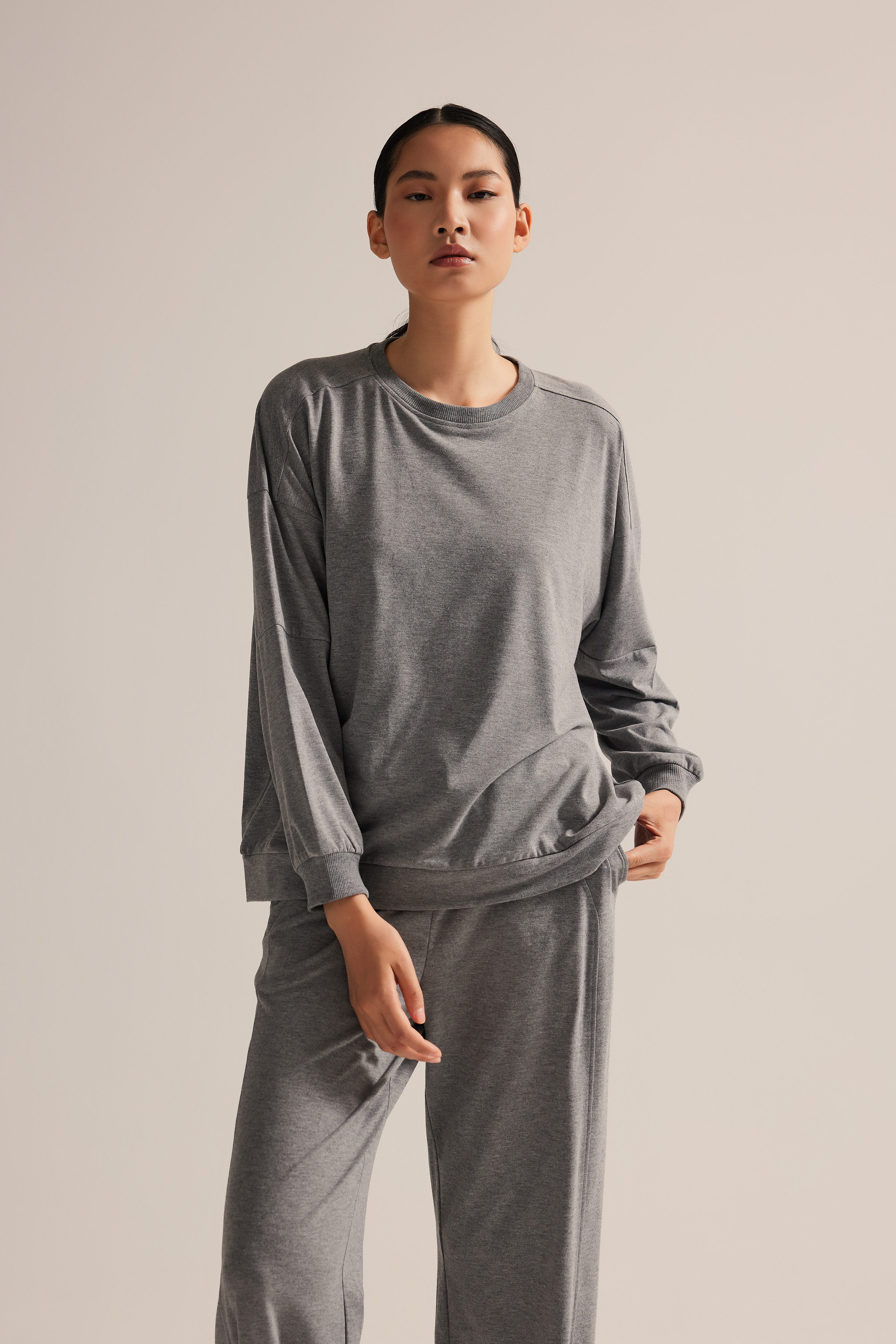 Kadın Pamuklu Uzun Kollu Pijama Üstü