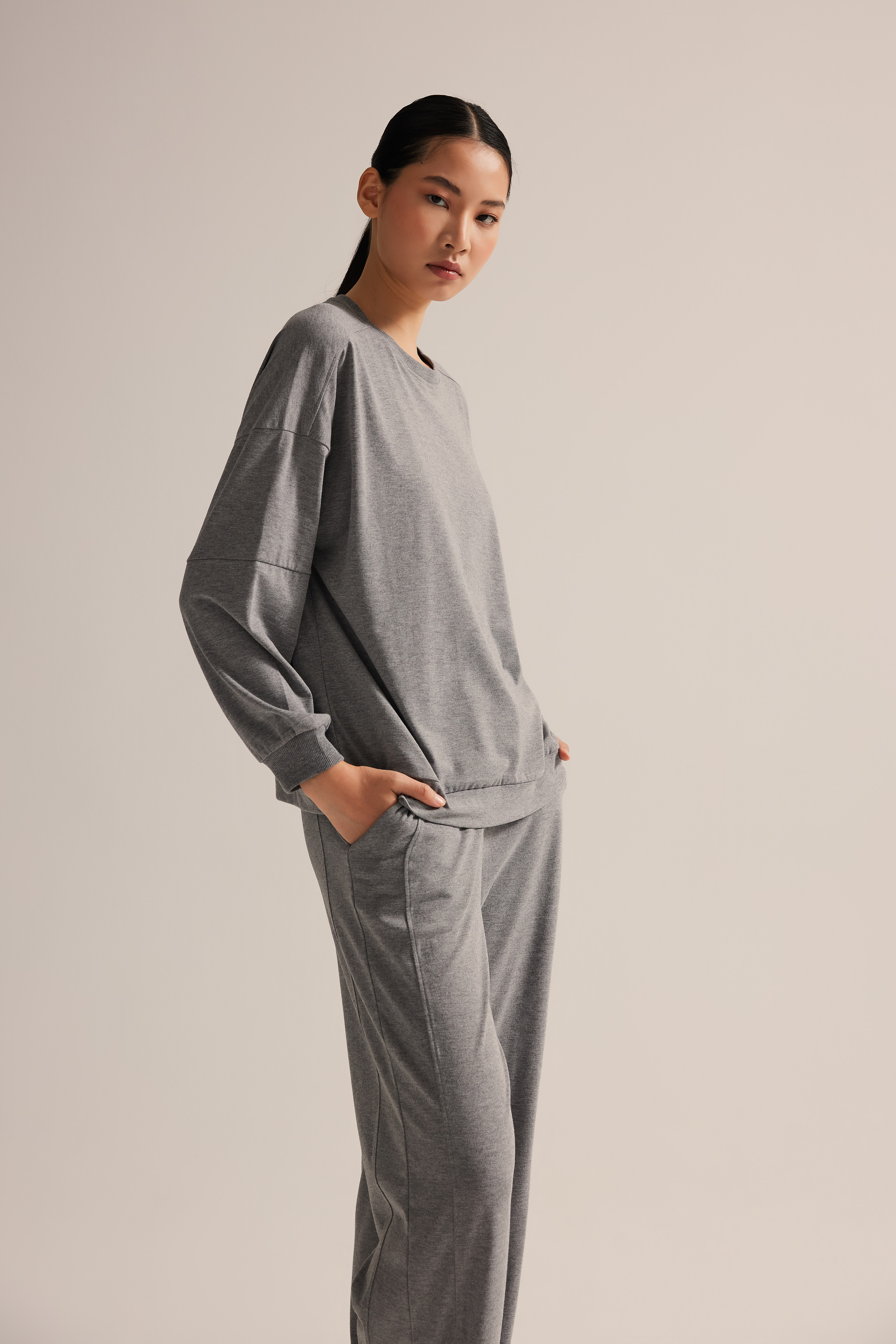 Kadın Pamuklu Uzun Kollu Pijama Üstü