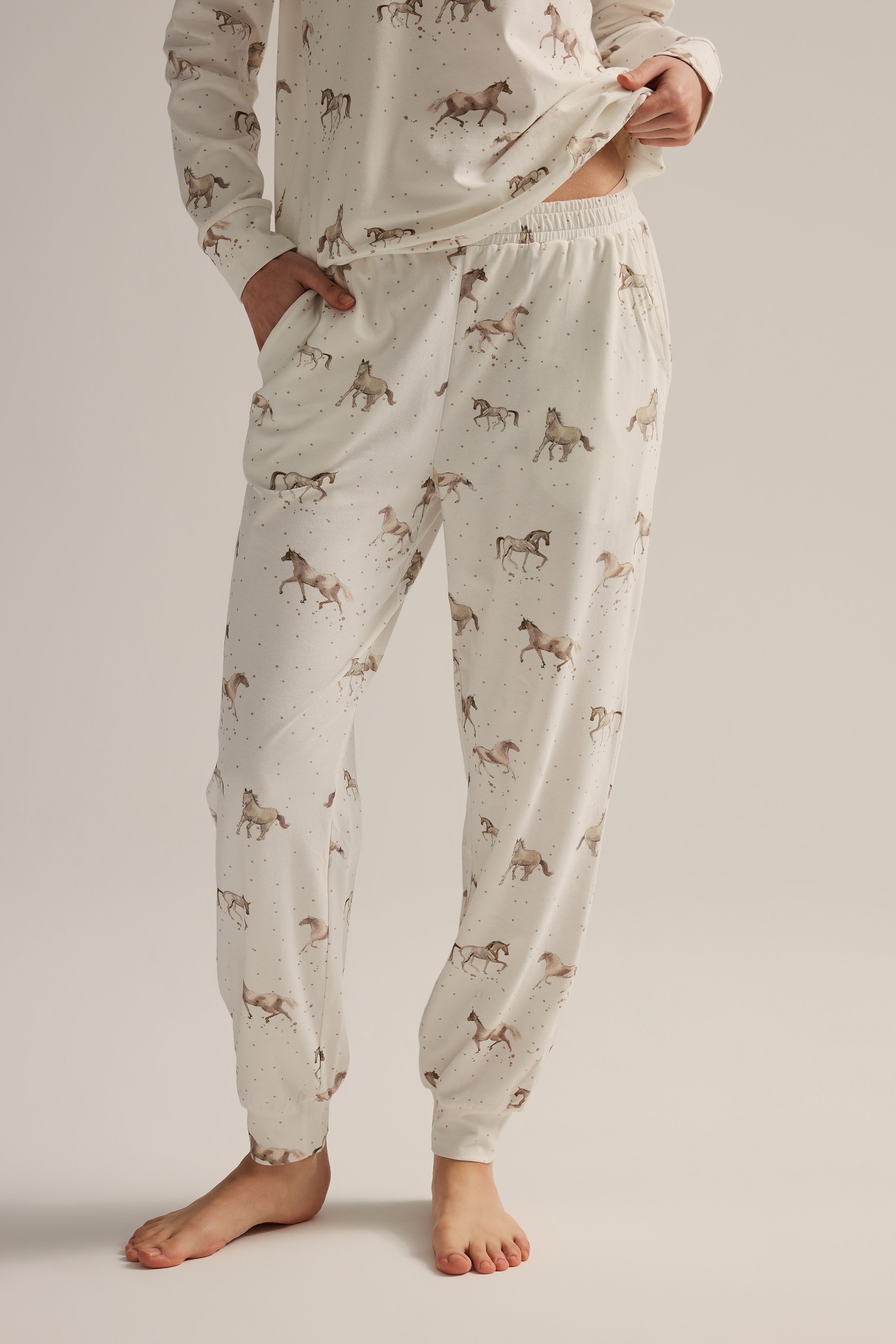Kadın Pamuklu Cepli Uzun Pijama Altı