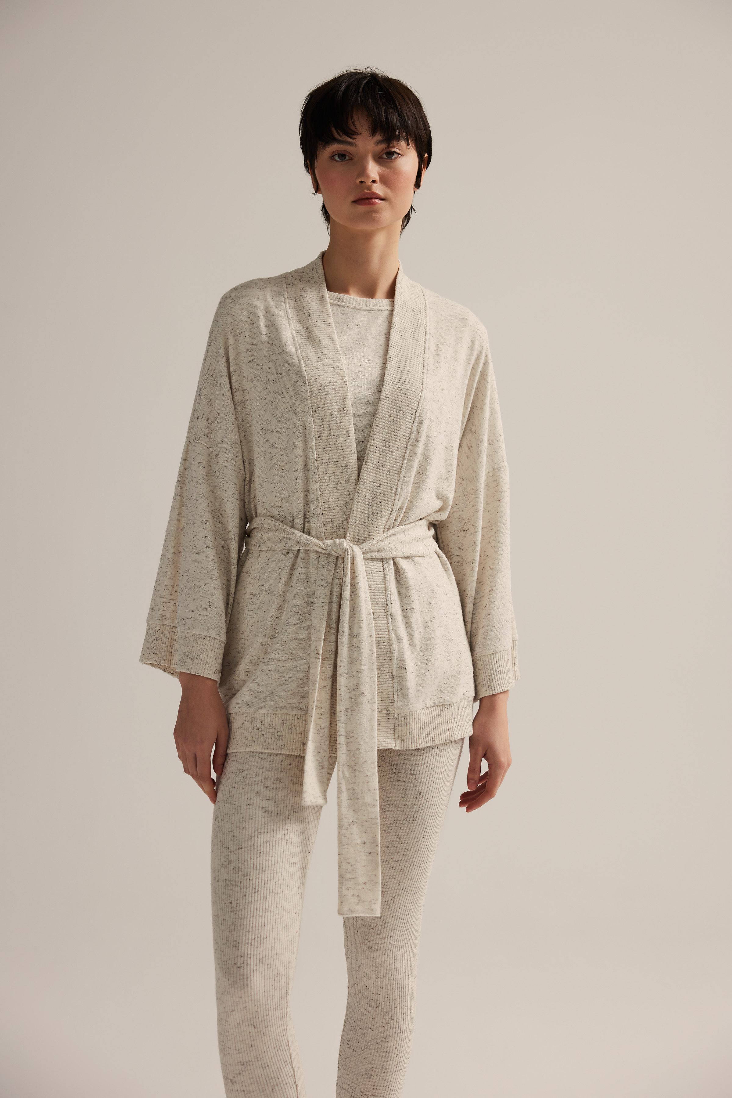 Kadın Pamuklu Kırçıllı Kimono