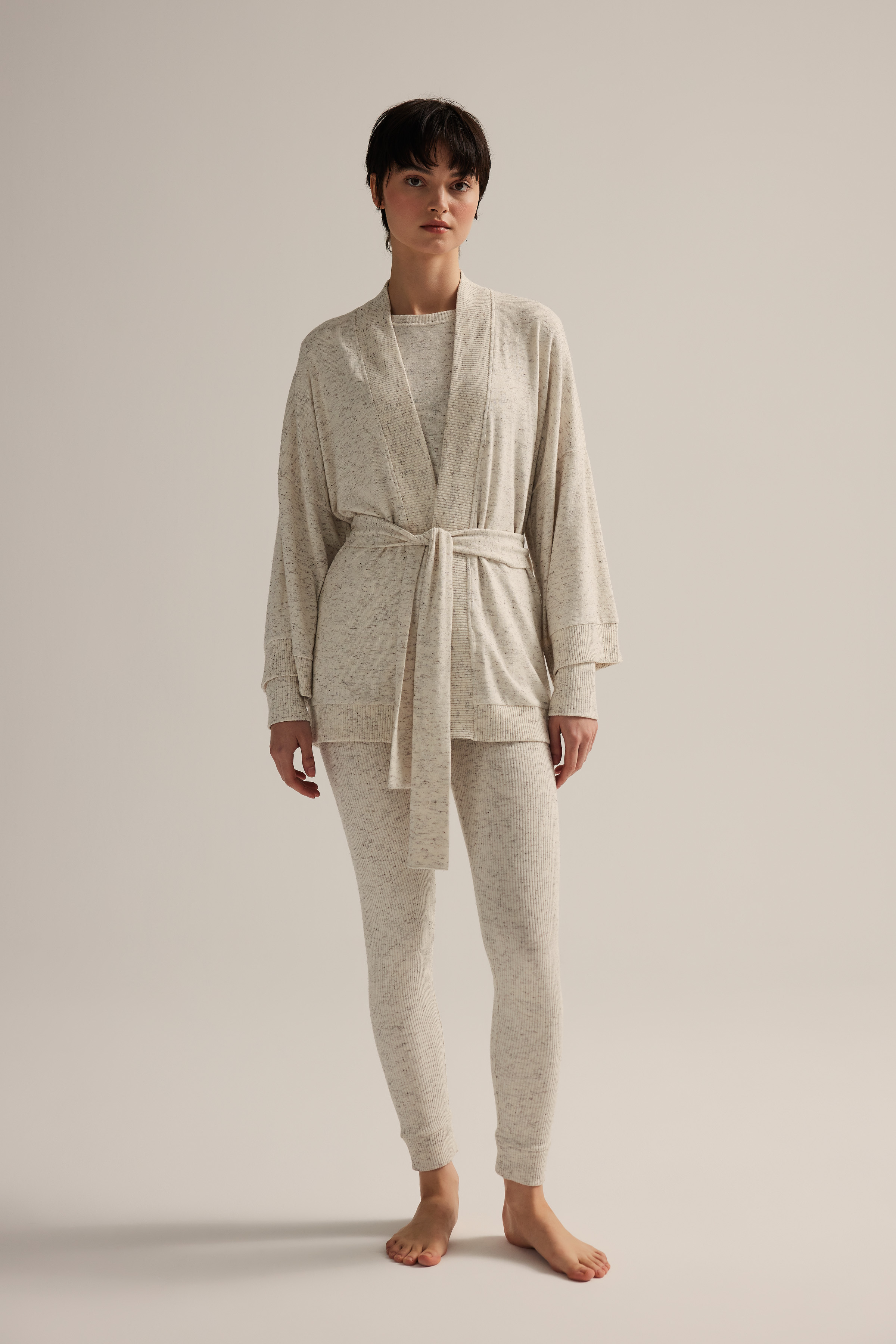 Kadın Pamuklu Kırçıllı Kimono