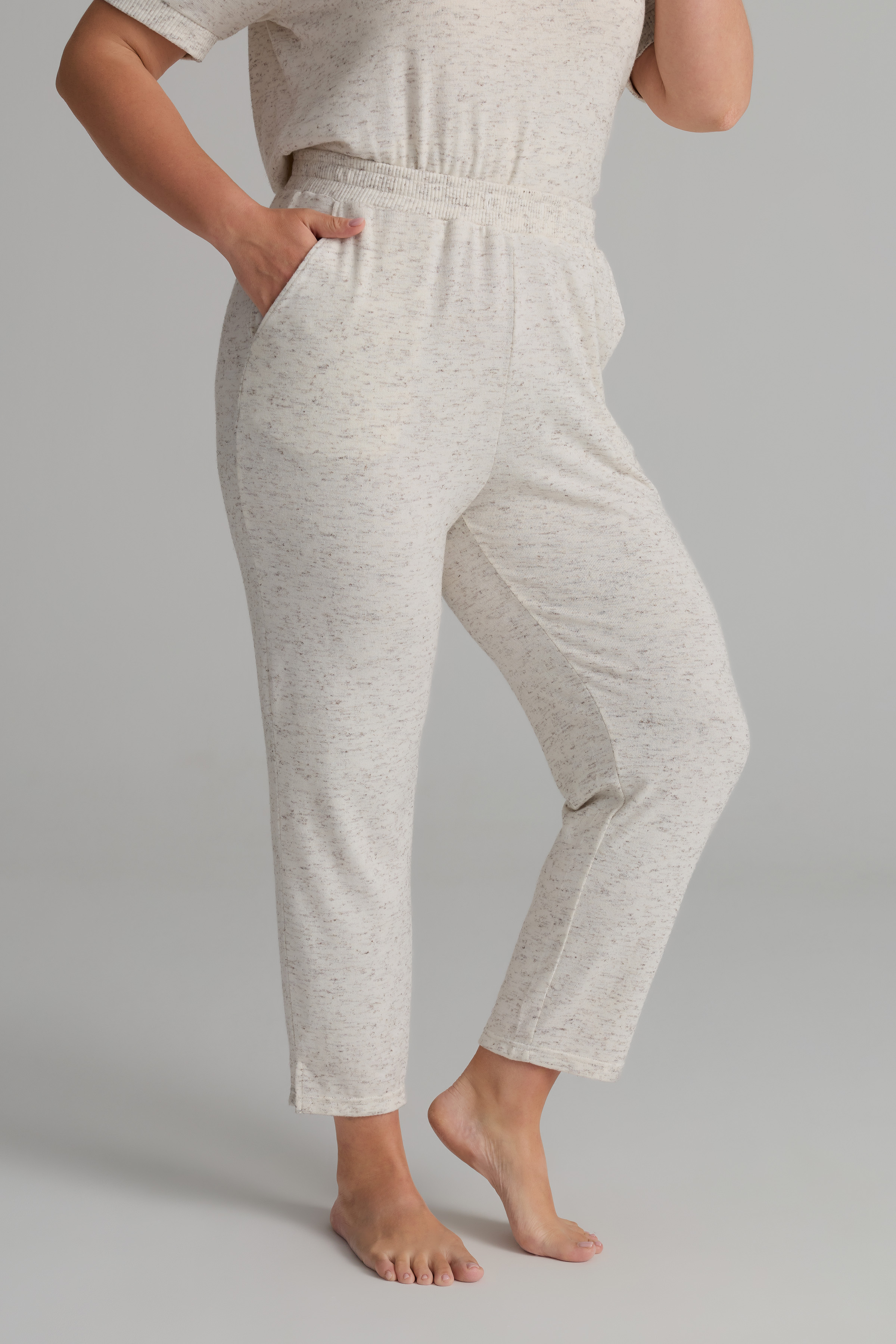Kadın Plus Size Pamuklu Kırçıllı Örme Pantolon